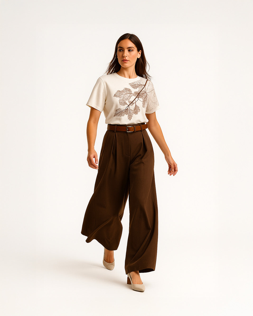 Pantaloni larghi con molla e cintura