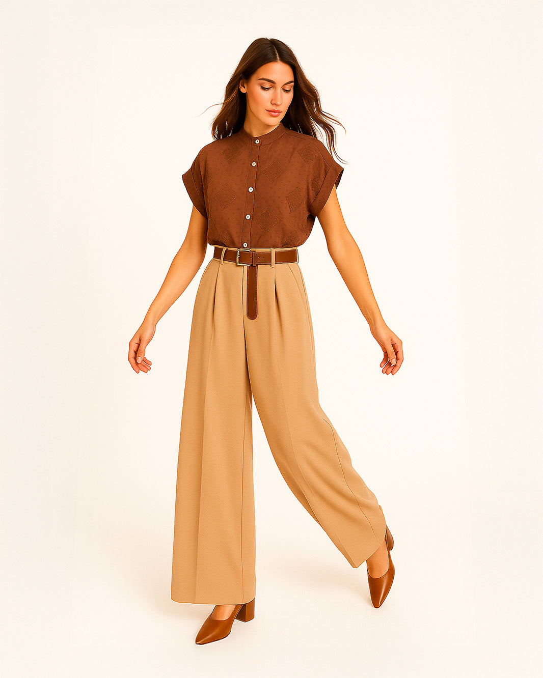 Camicia tinta unita con ricami