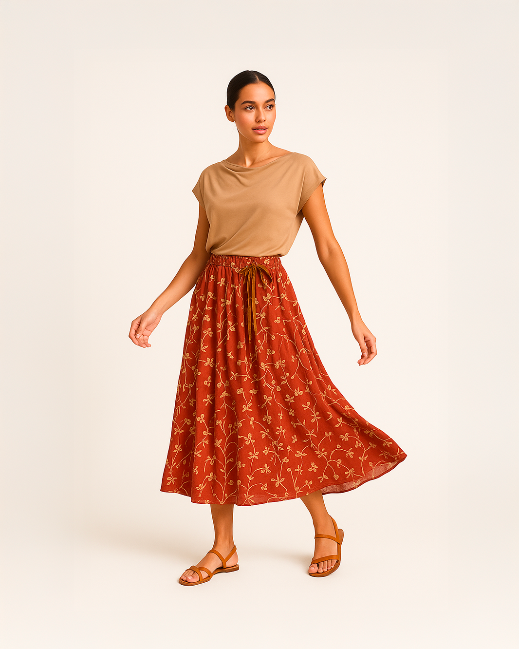 Gonna lunga con ricamo floreale