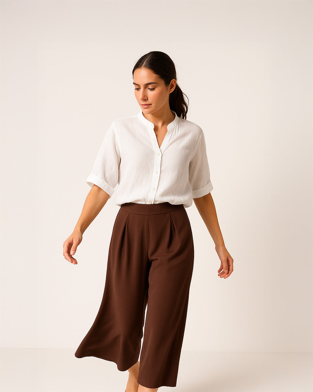 Pantaloni lunghi e larghi con fascia elastica