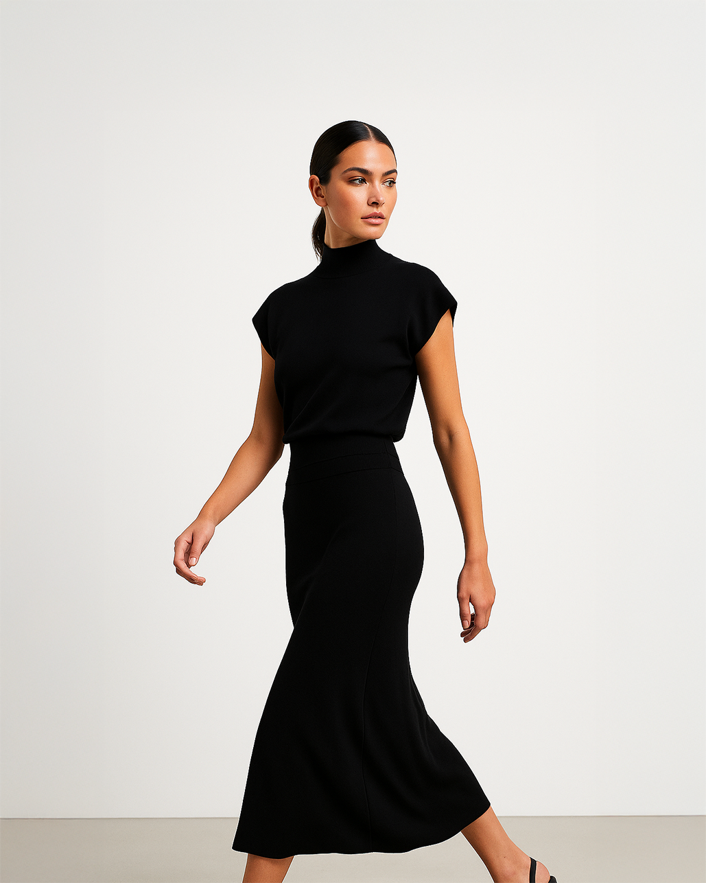 Completo lupetto con gonna svasata