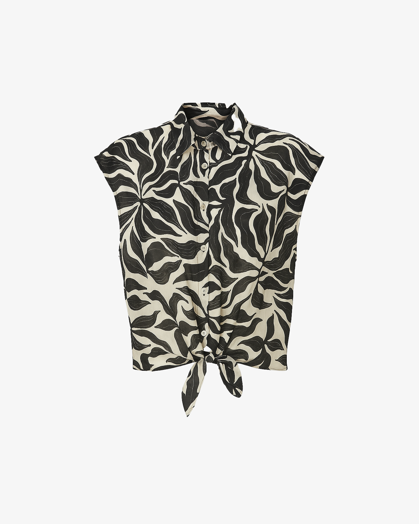 Camicia con nodo e fantasie foglie