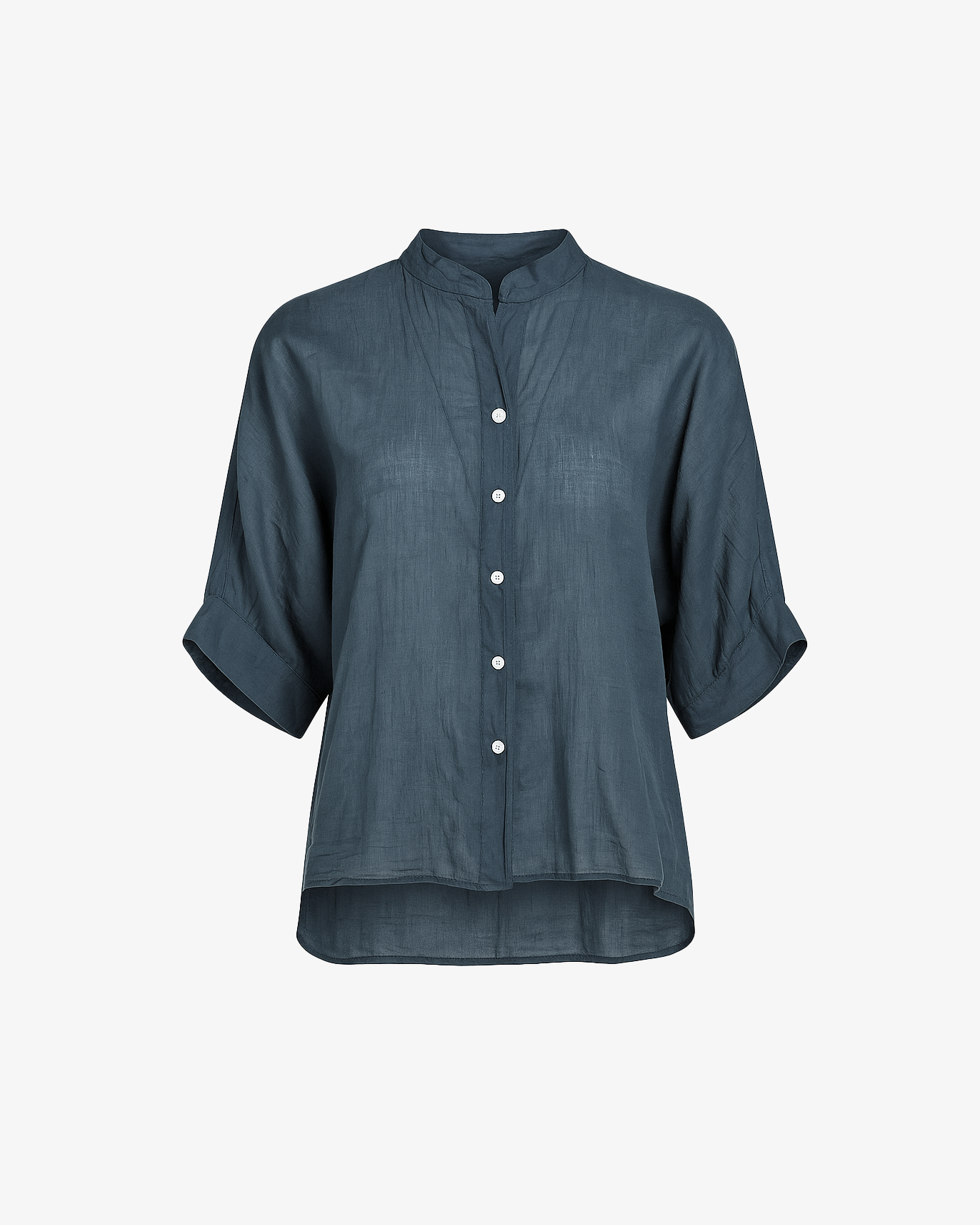 Camicia tinta unita con collo coreano