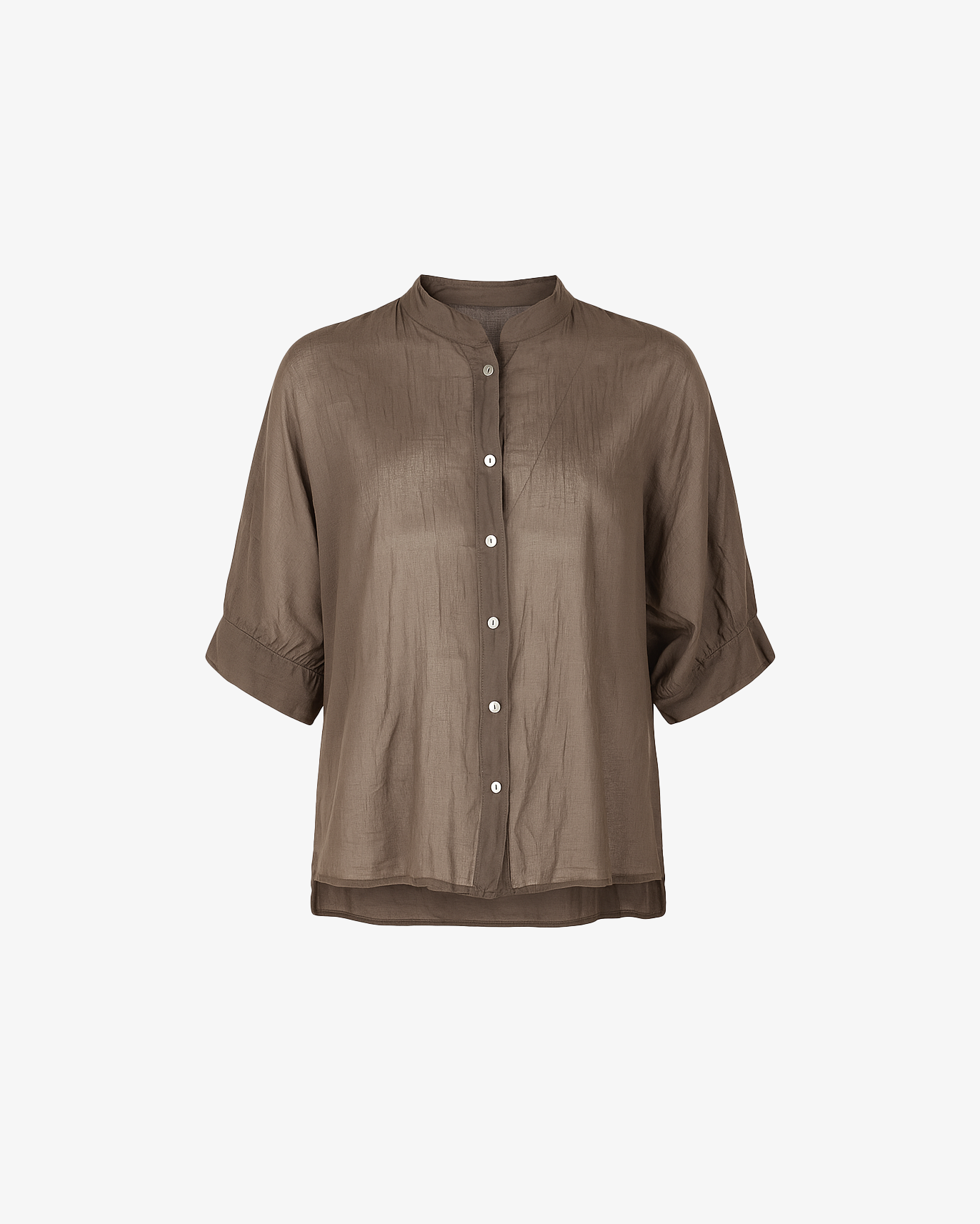 Camicia tinta unita con collo coreano