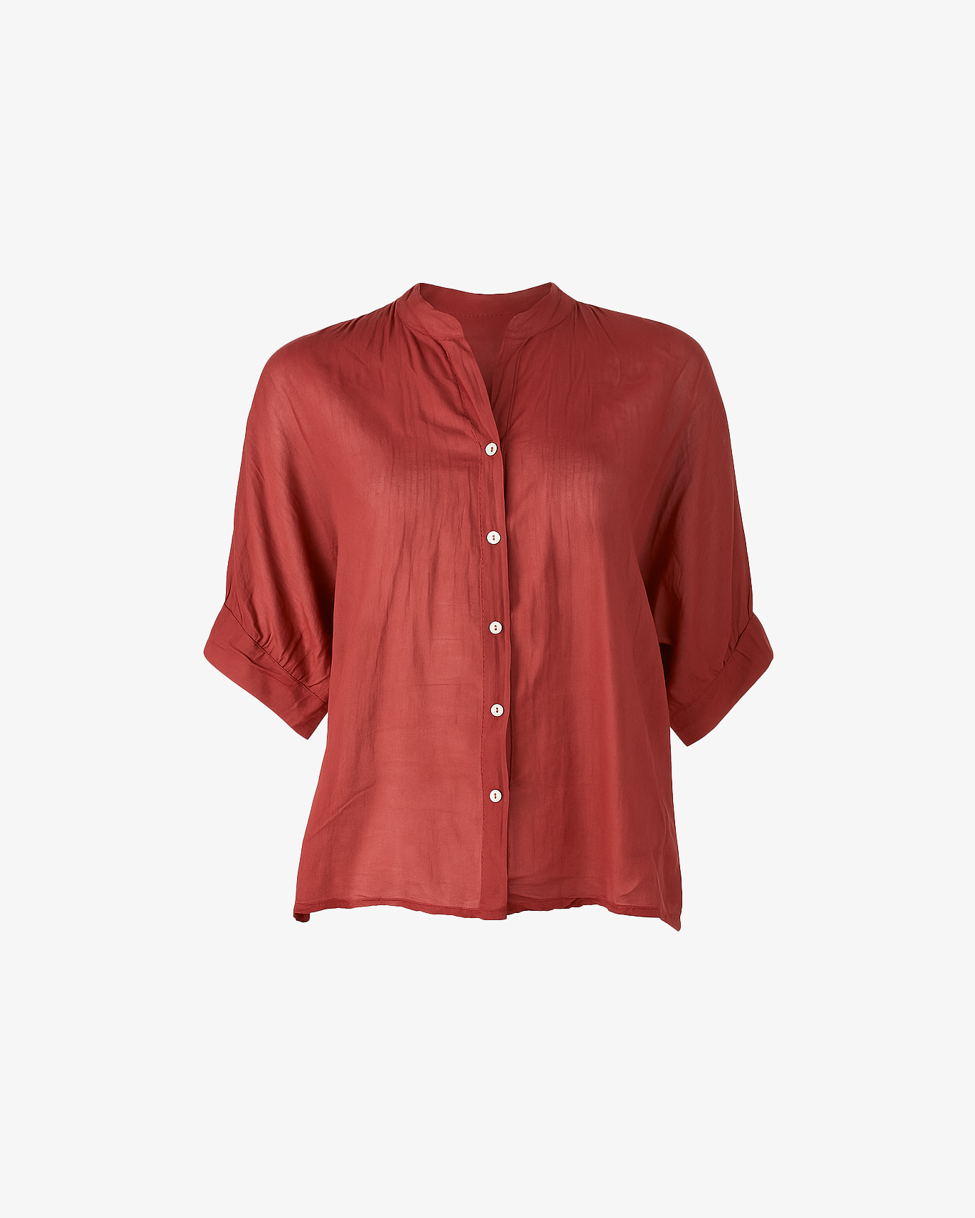 Camicia tinta unita con collo coreano