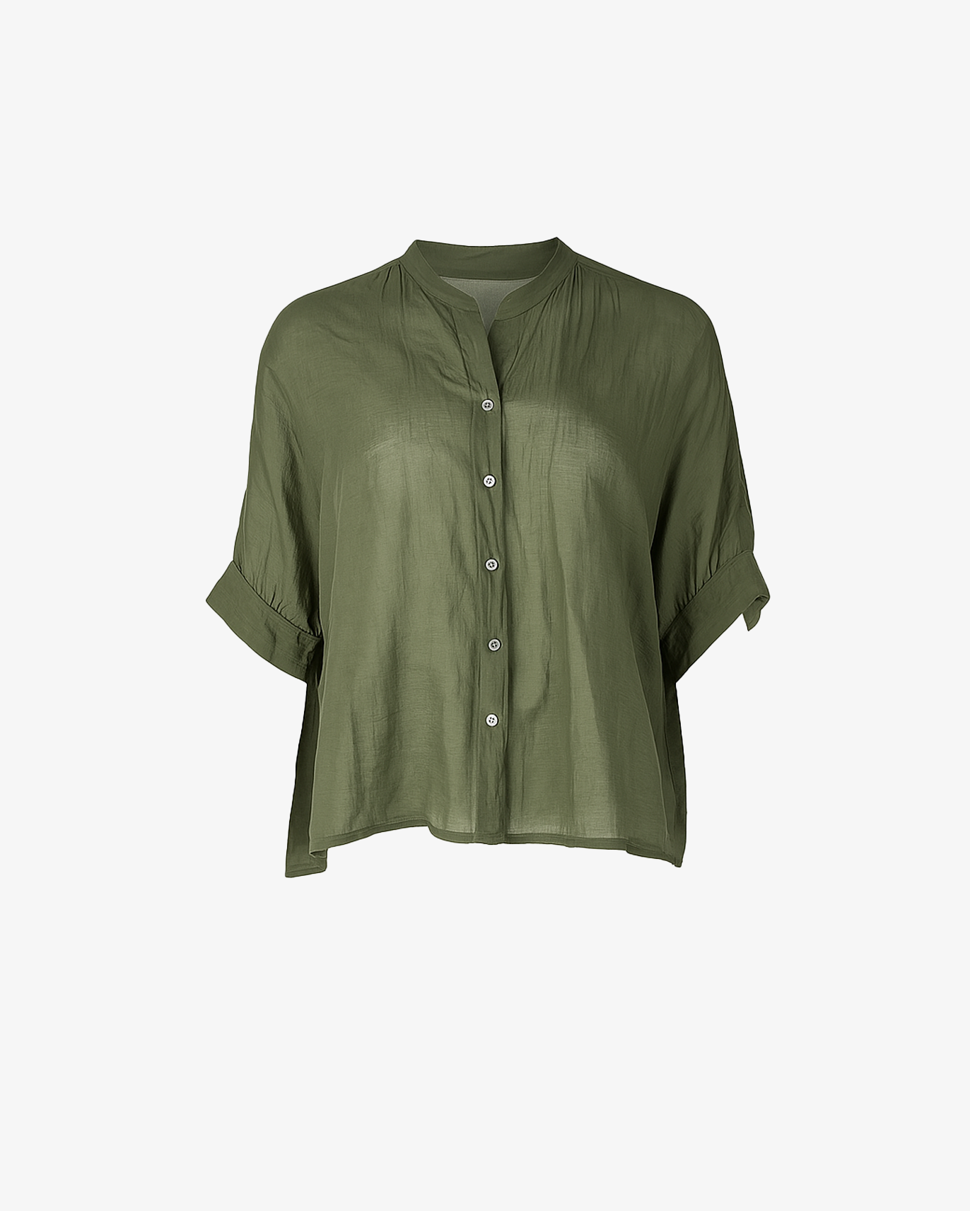 Camicia tinta unita con collo coreano