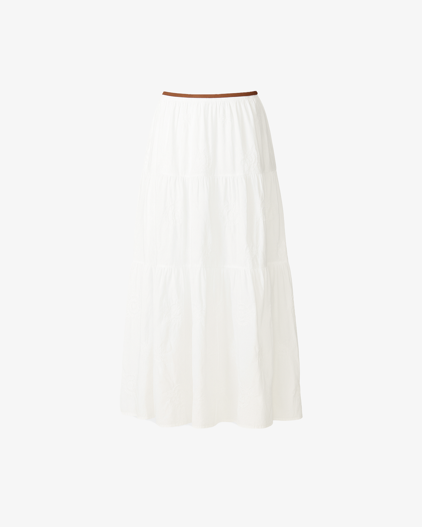 Gonna lunga tinta unita con ricamo