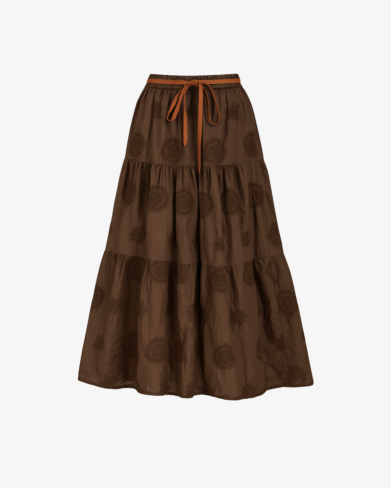 Gonna lunga tinta unita con ricamo