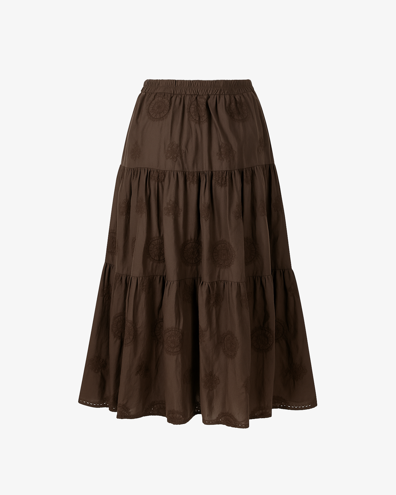 Gonna lunga tinta unita con ricamo