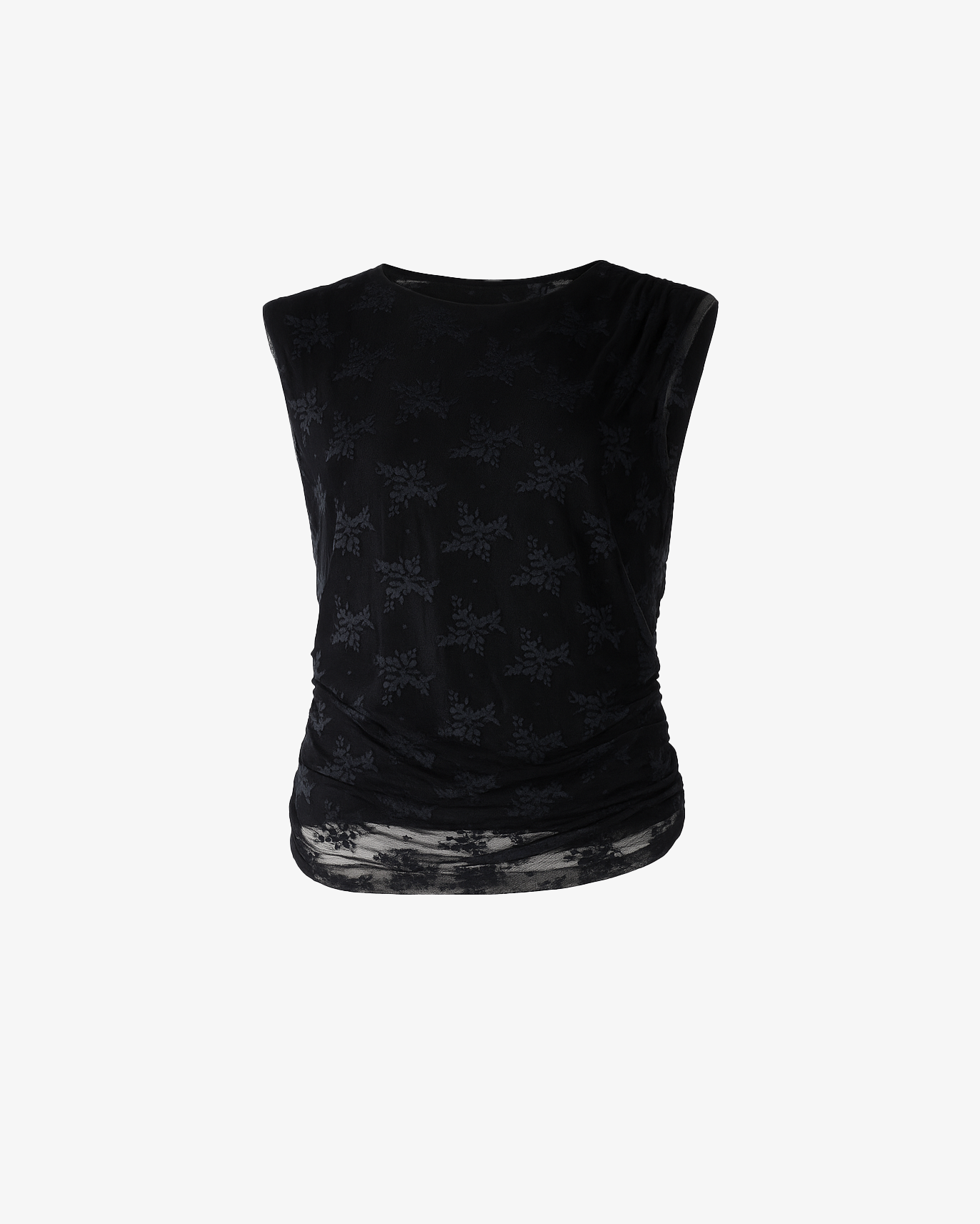 Top trasparente con giro manica in rete