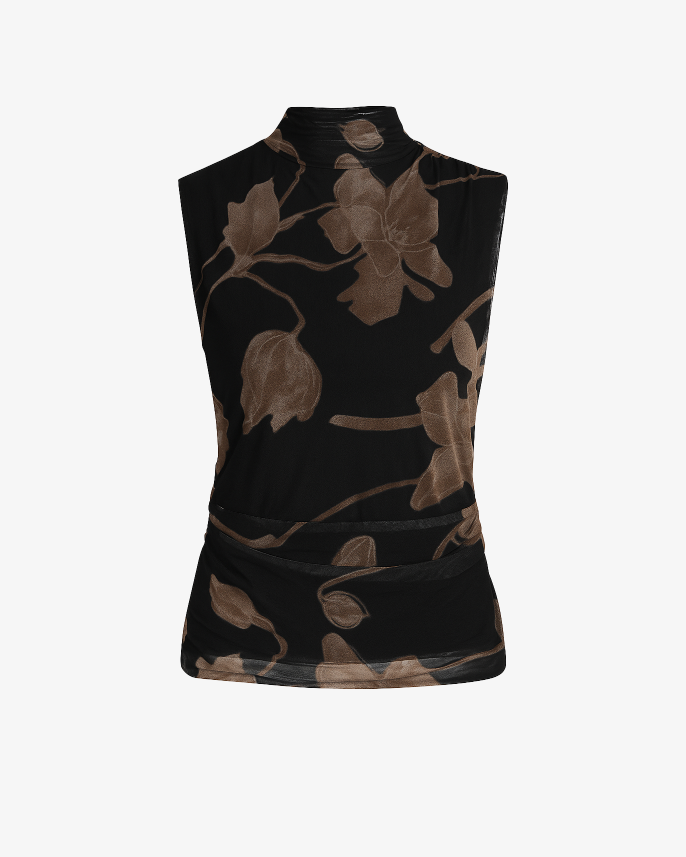 Top trasparente con applicazioni floreali