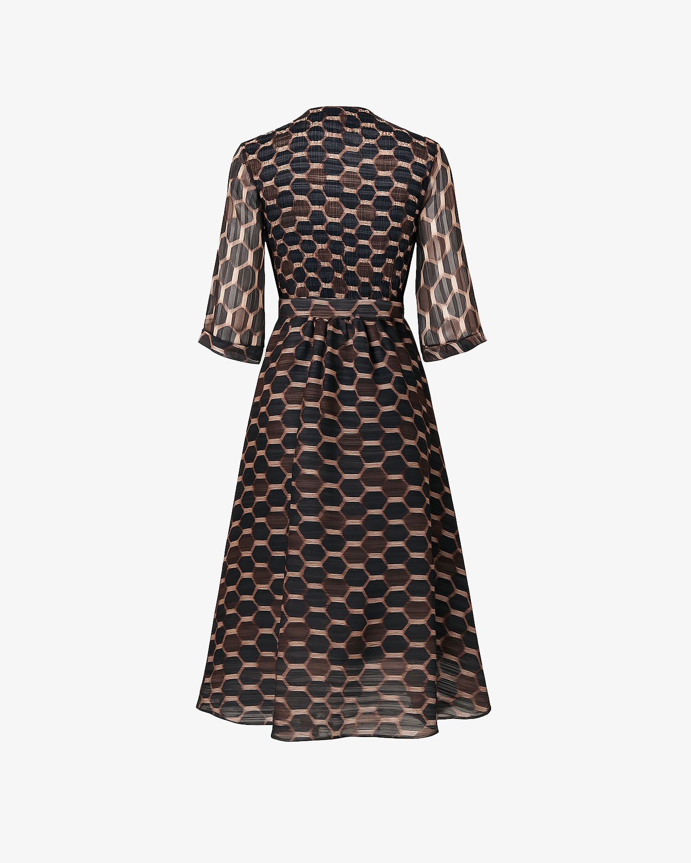 Vestito lungo scollato con cintura in vita