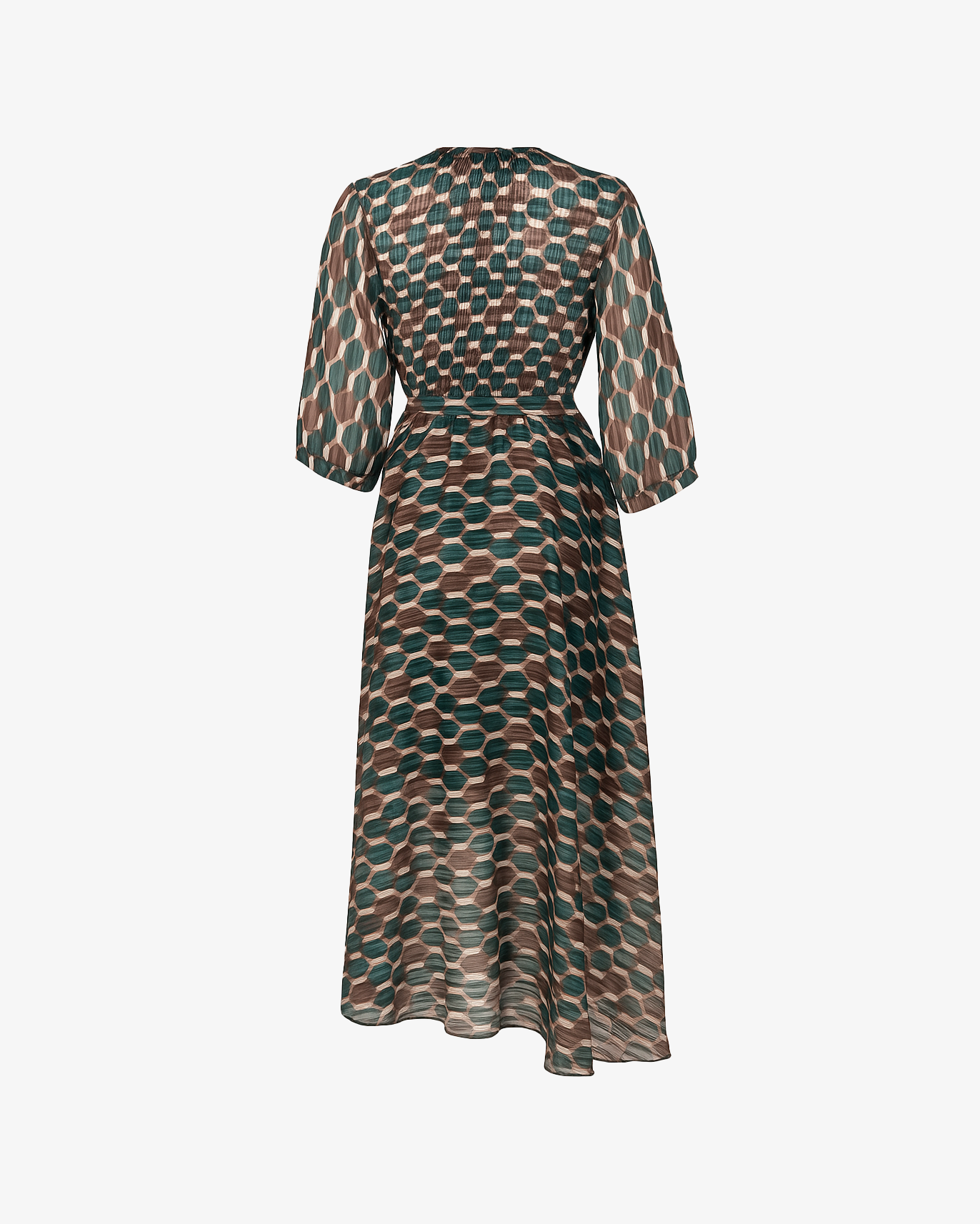 Vestito lungo scollato con cintura in vita