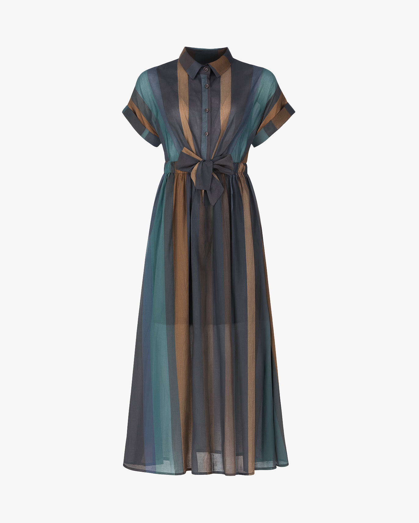 Abito lungo mezza manica con bottoni sul petto