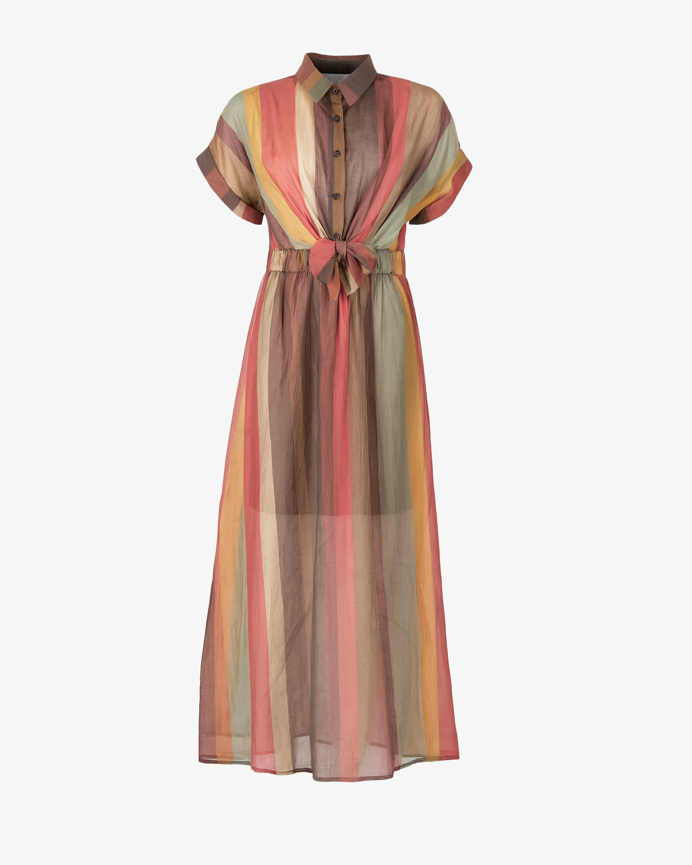 Abito lungo mezza manica con bottoni sul petto