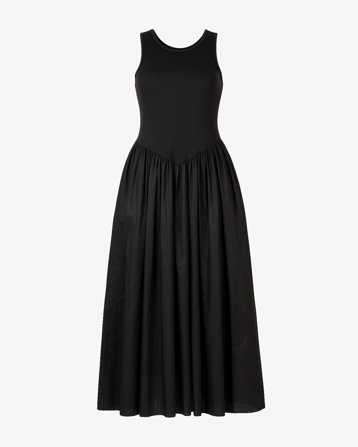 Abito lungo a giro svasato e stretto in vita