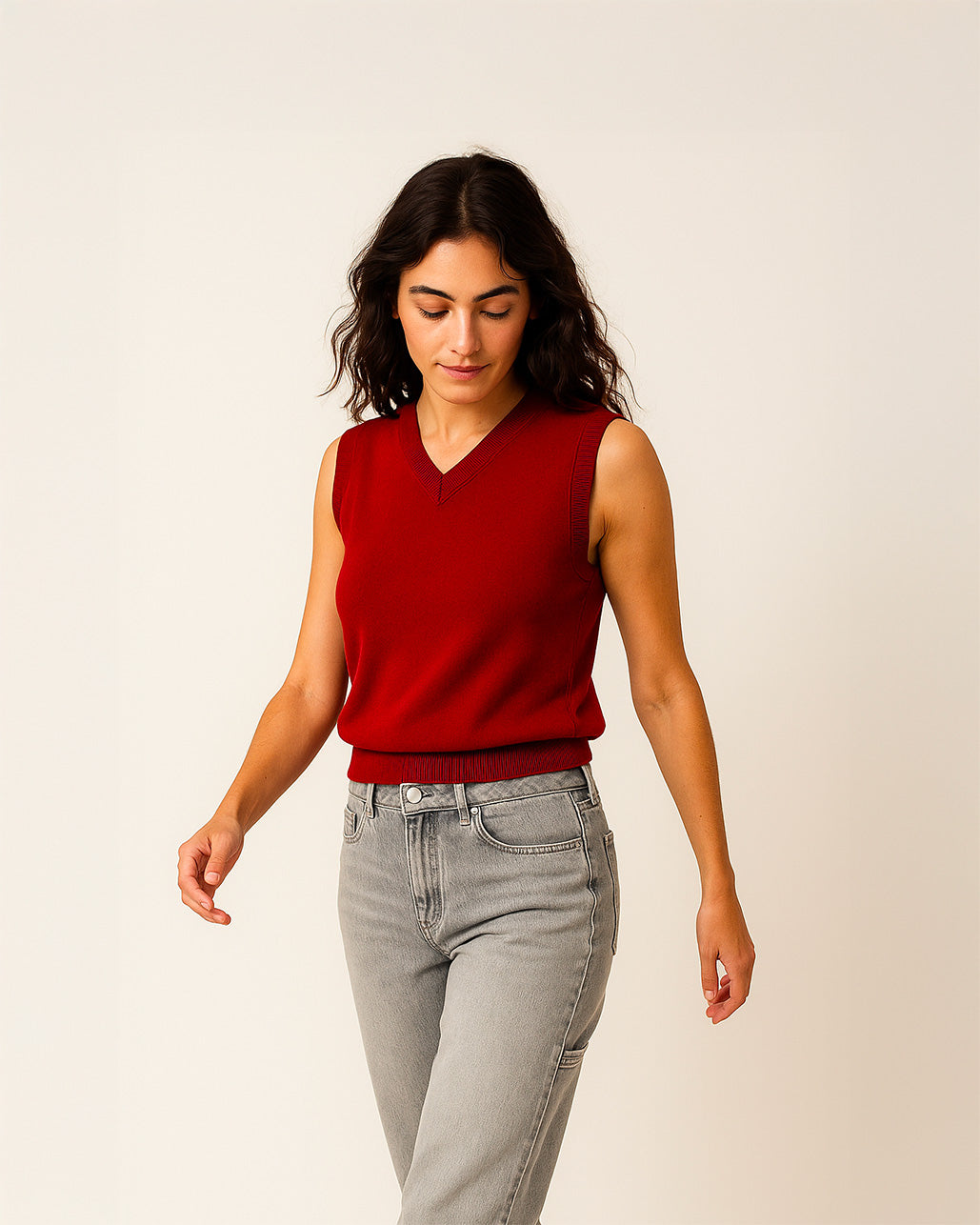 Gilet tinta unita scollo a V