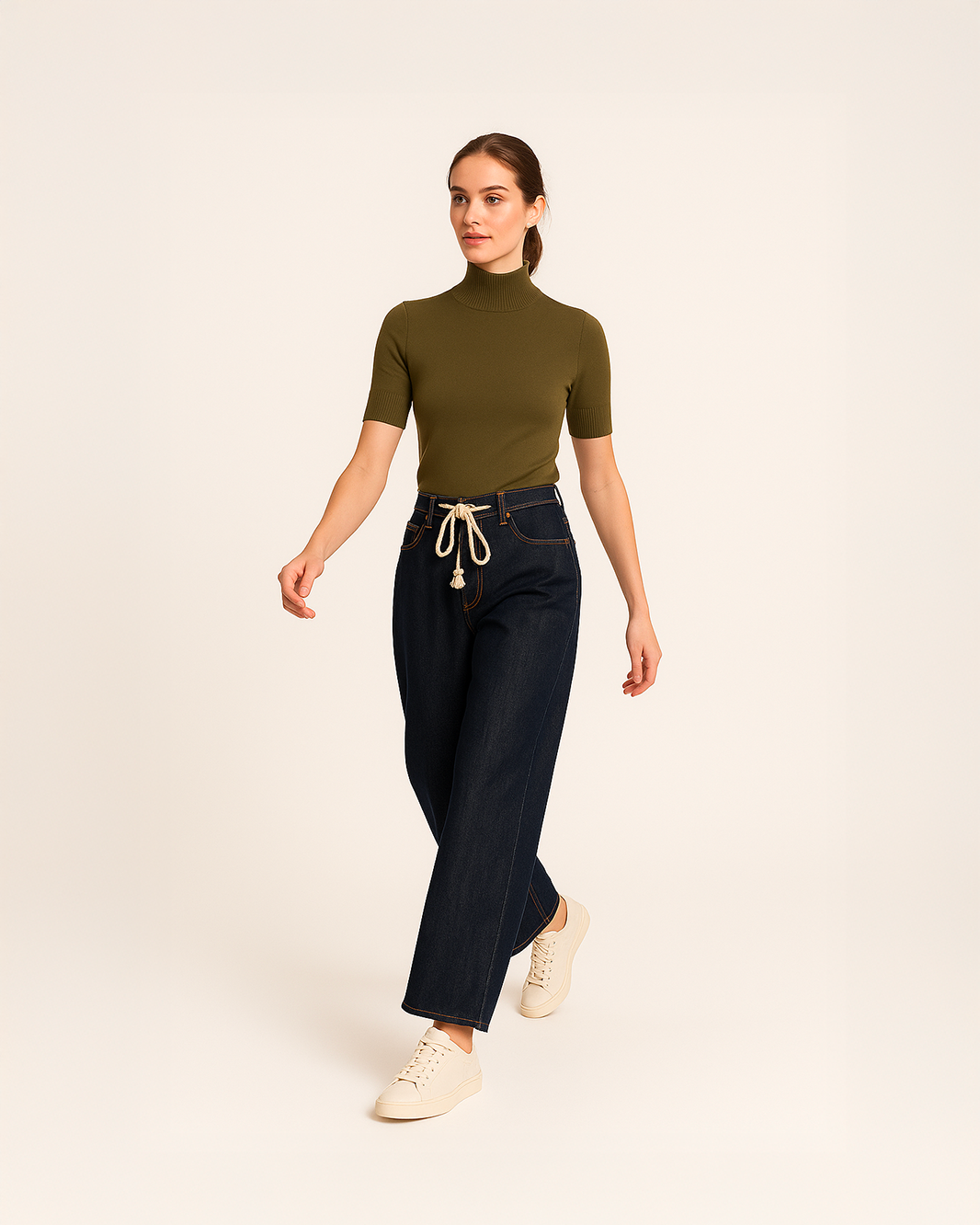 Pullover con collo mezza manica e bottoncini