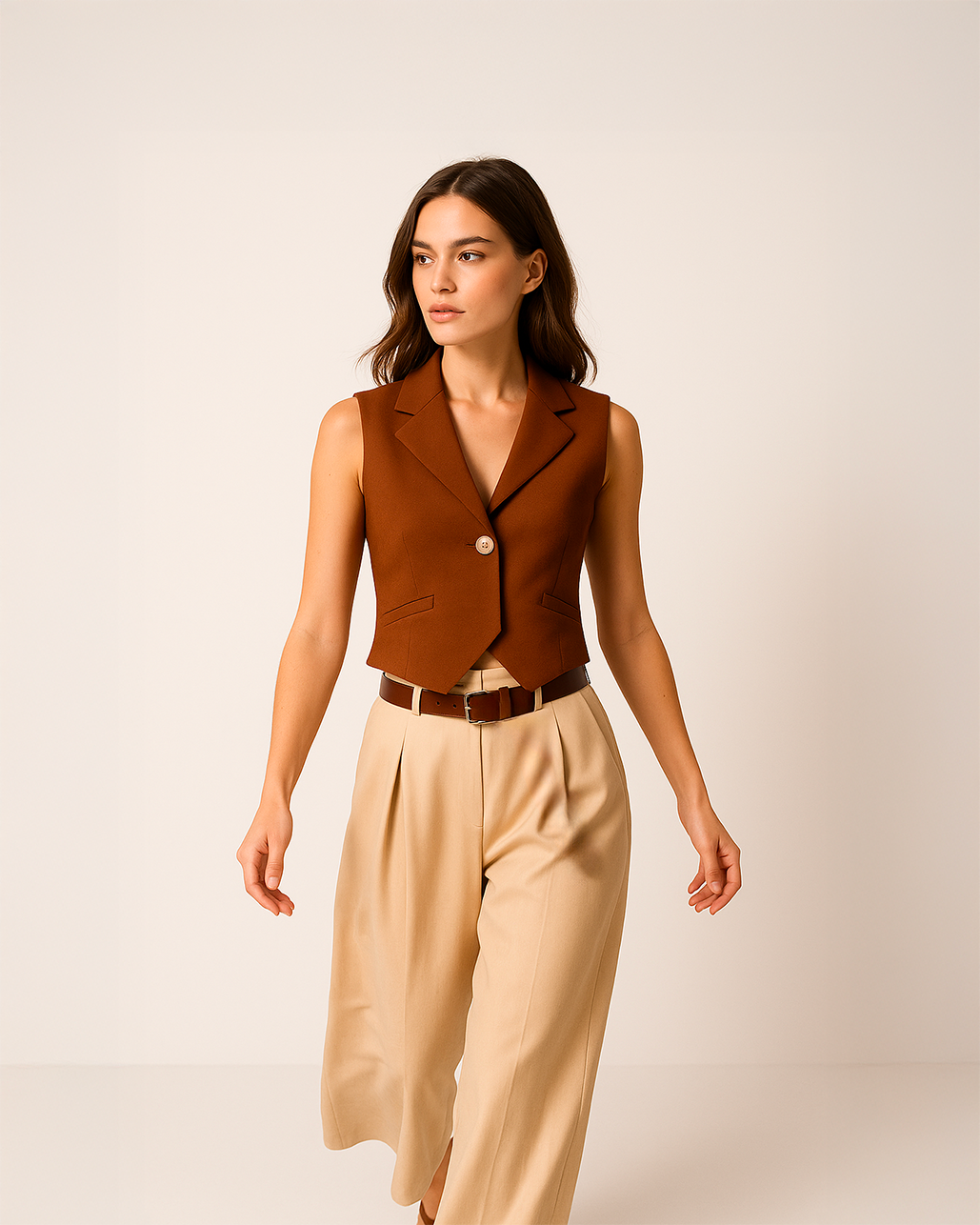 Pantaloni larghi con molla e cintura