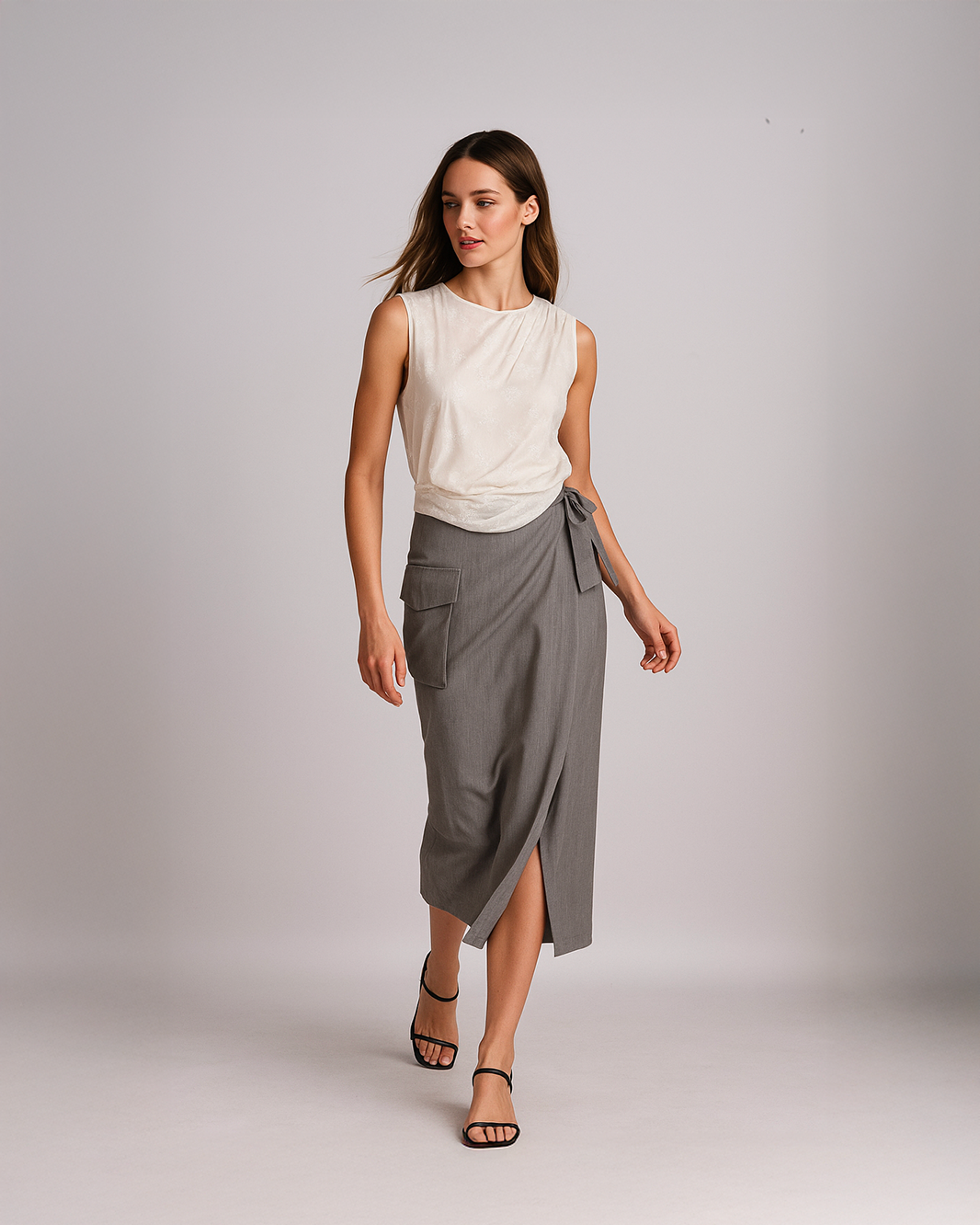 Gonna tubino con fiocco laterale