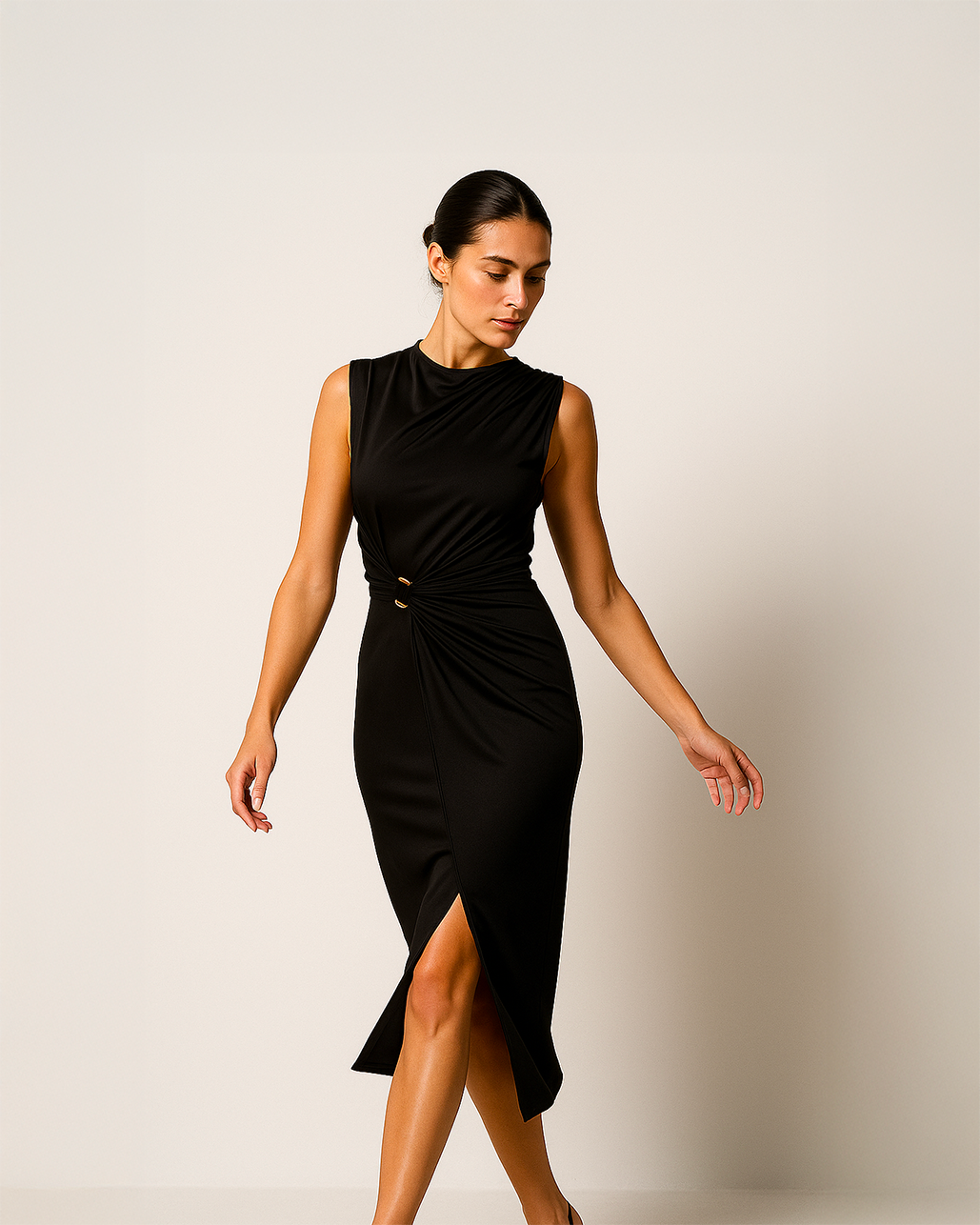 Vestito lungo a tubino con spacco