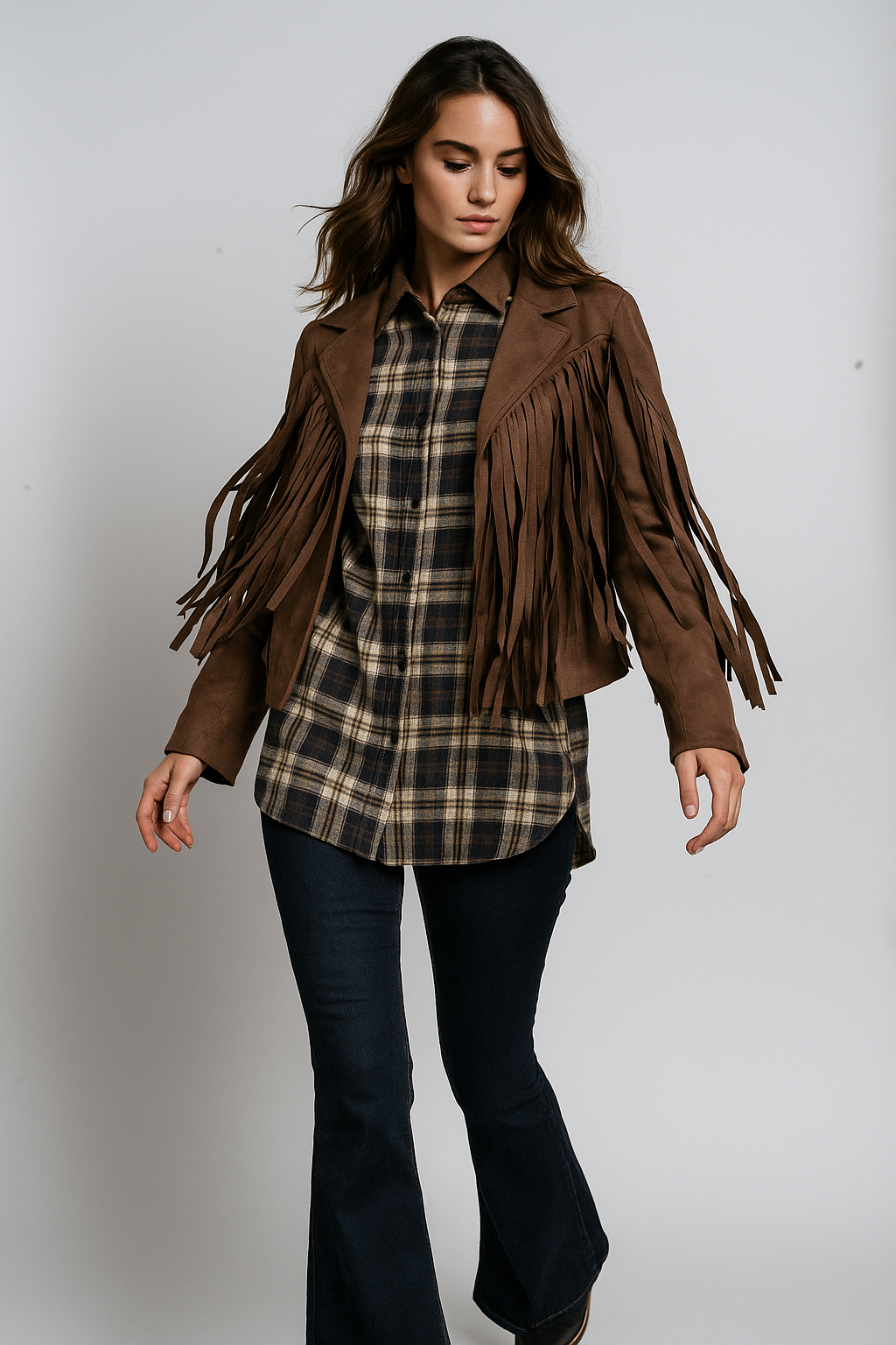 Giacca crop con frangie