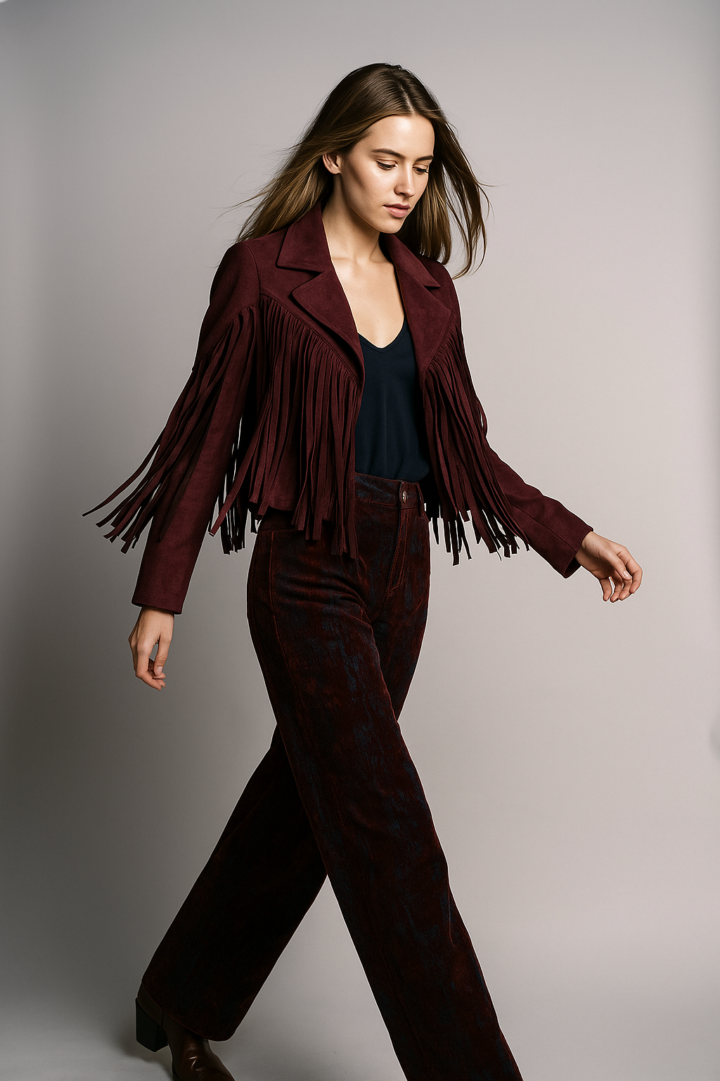 Giacca crop con frangie