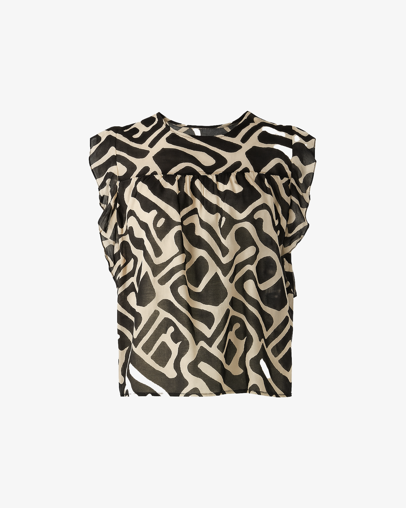 Blusa con bottone posteriore e rouge sulla manica