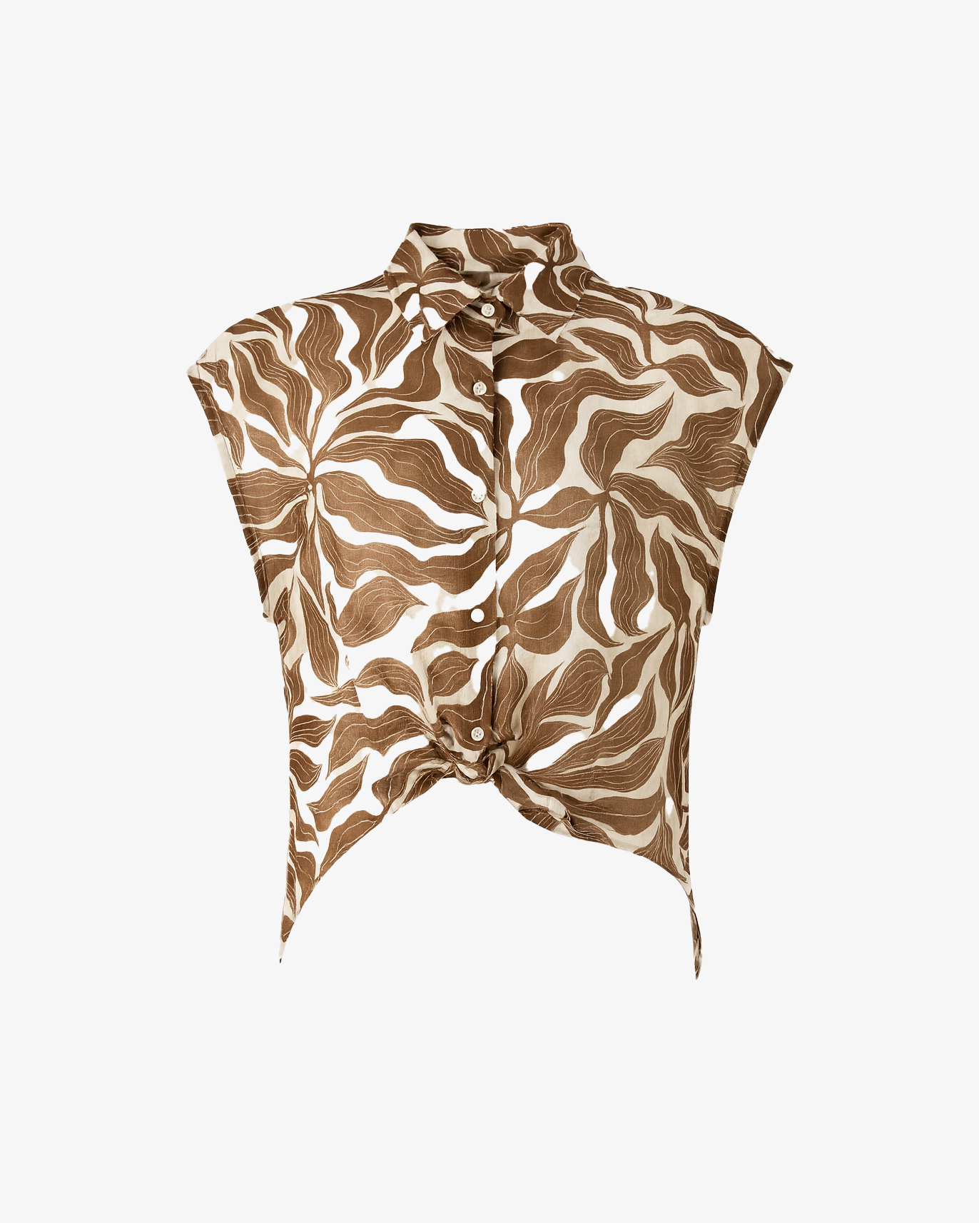 Camicia con nodo e fantasie foglie