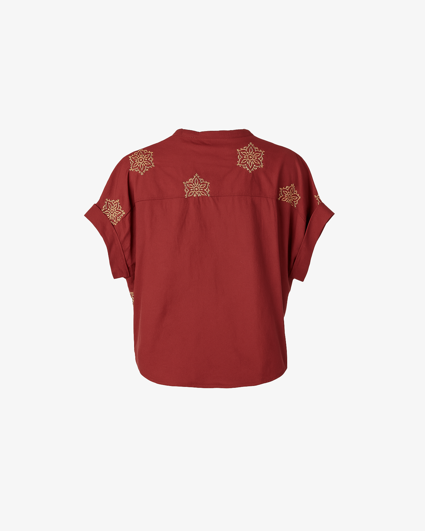 Camicia con nodo e ricamo a fantasia