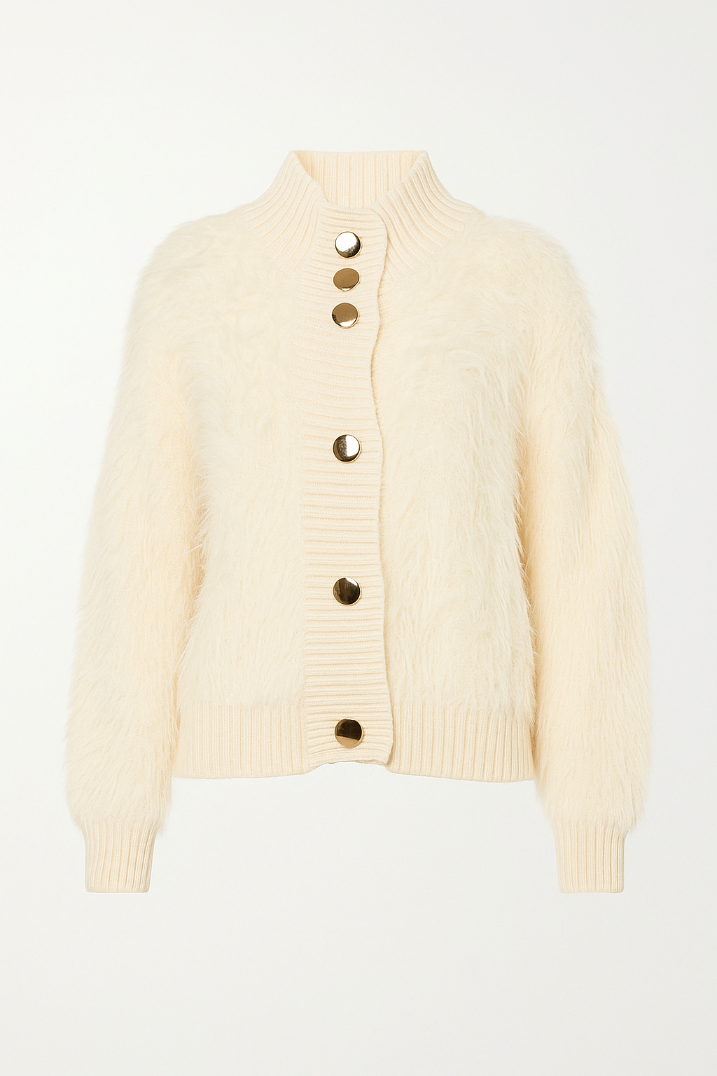 Cardigan in peluche con bottoni oro