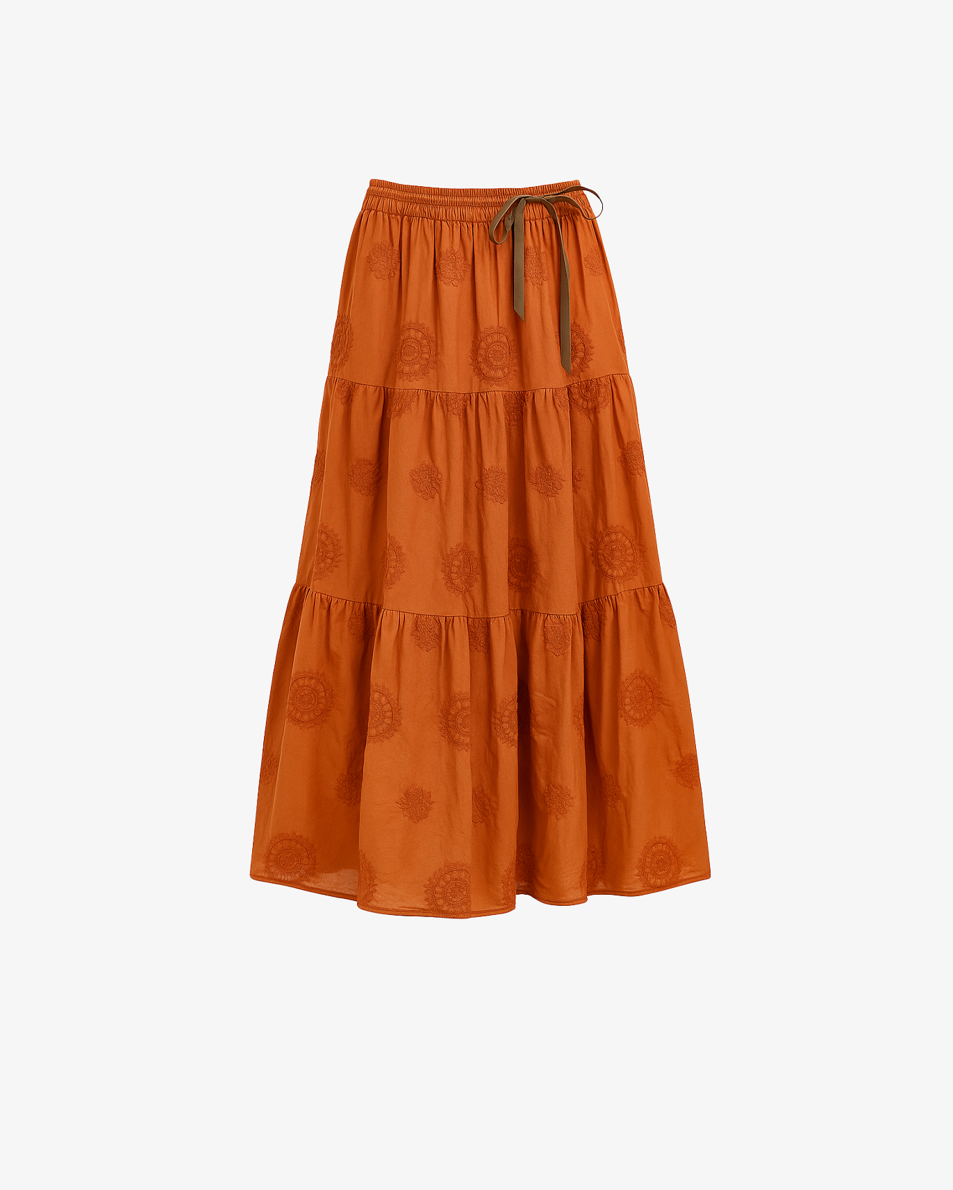 Gonna lunga tinta unita con ricamo