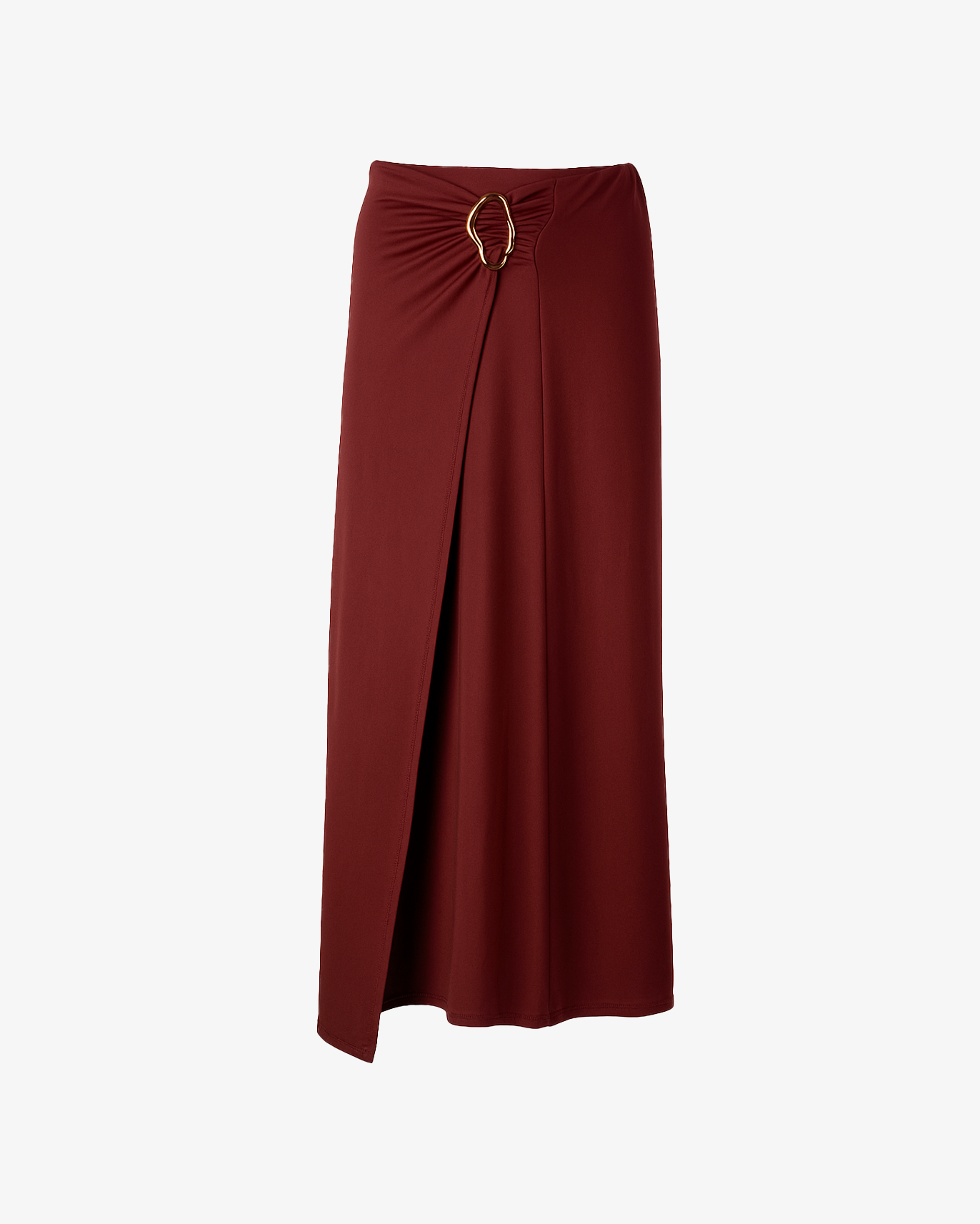 Gonna a tubino morbida con accessorio a sinistra