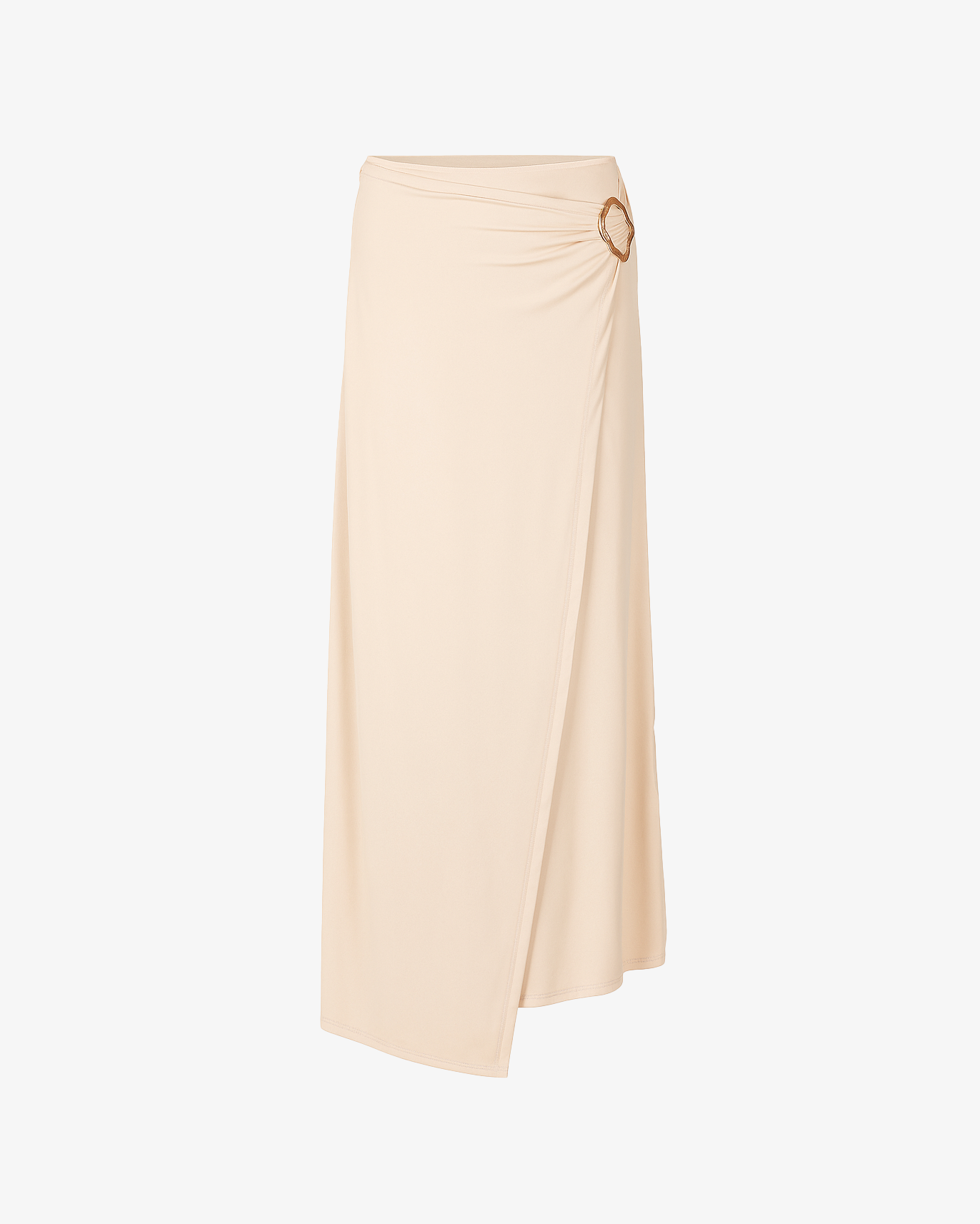 Gonna a tubino morbida con accessorio a sinistra