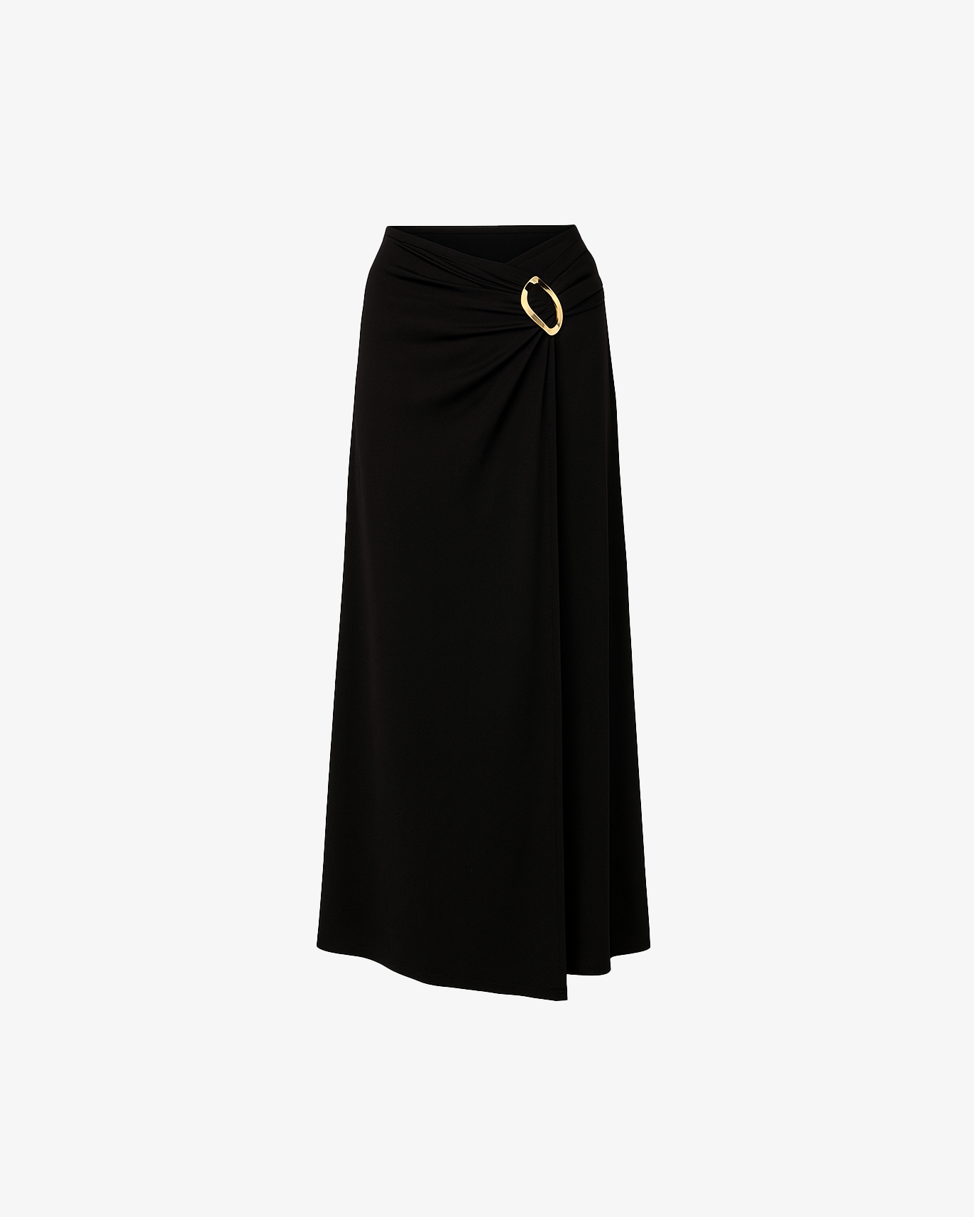 Gonna a tubino morbida con accessorio a sinistra