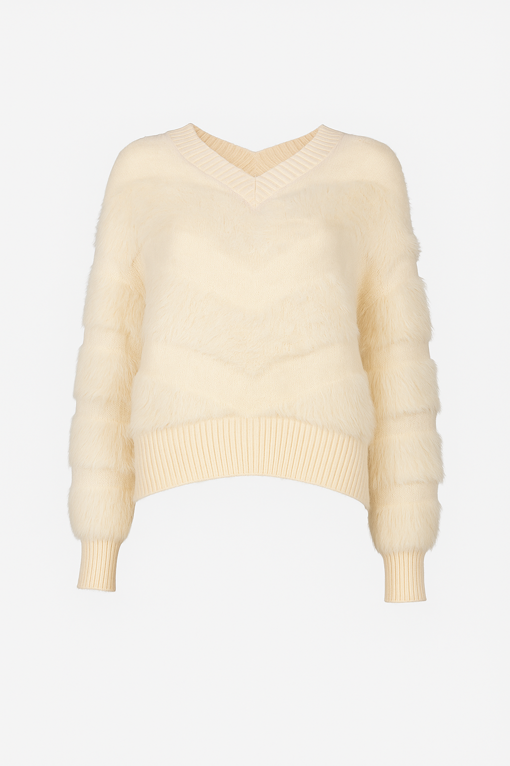 Pullover in peluche scollo a V