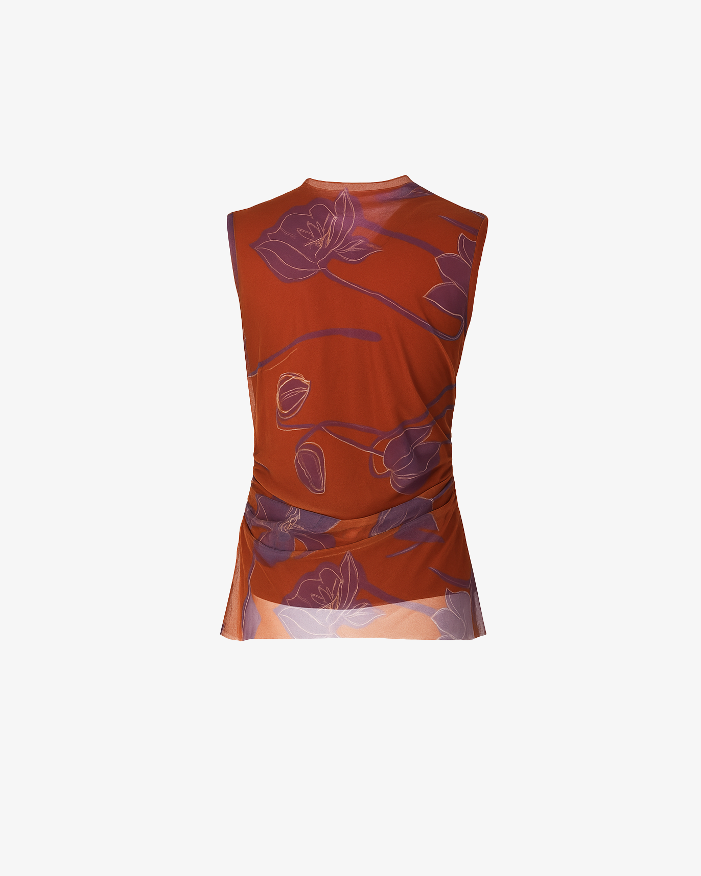 Top trasparente con applicazioni floreali