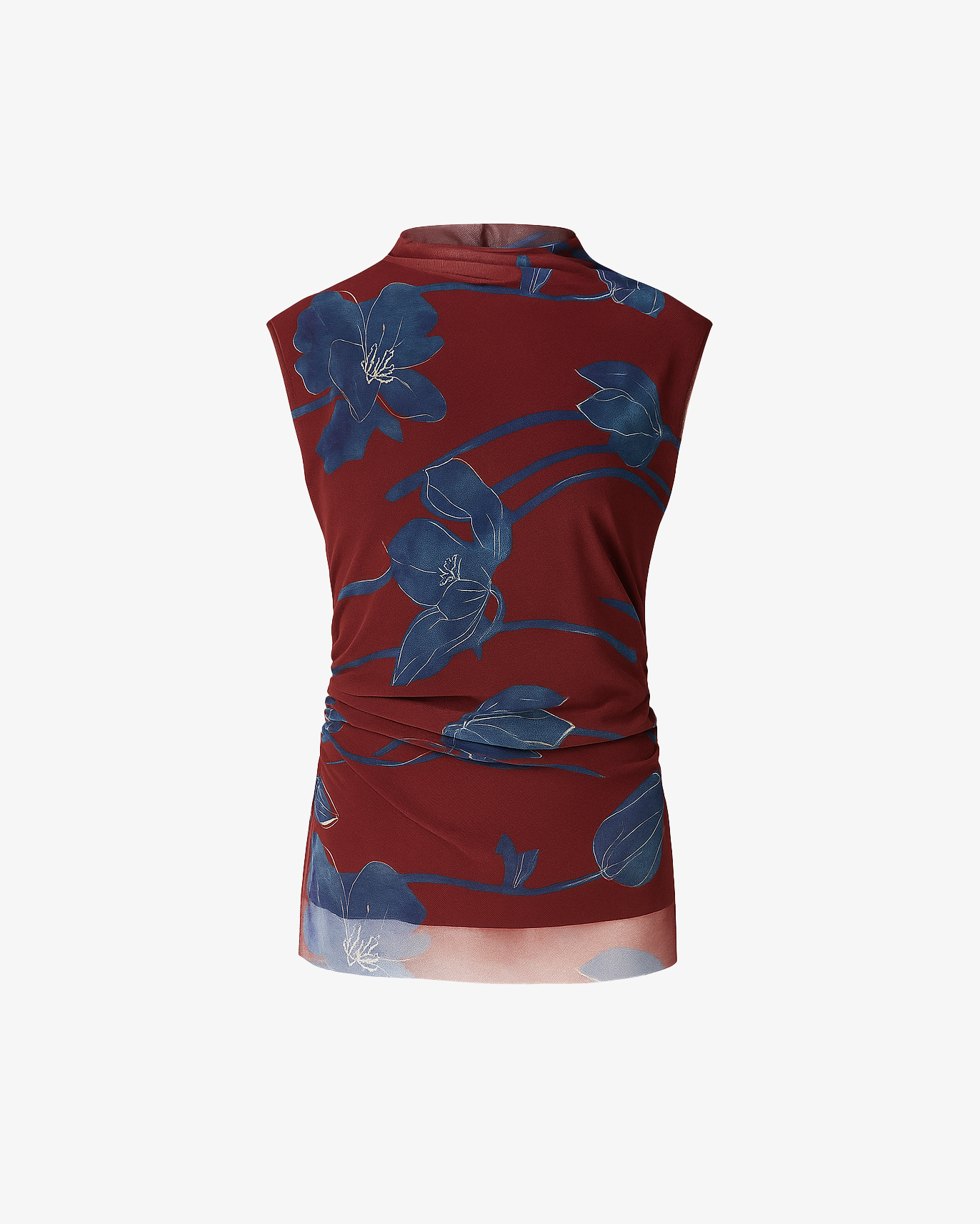 Top trasparente con applicazioni floreali