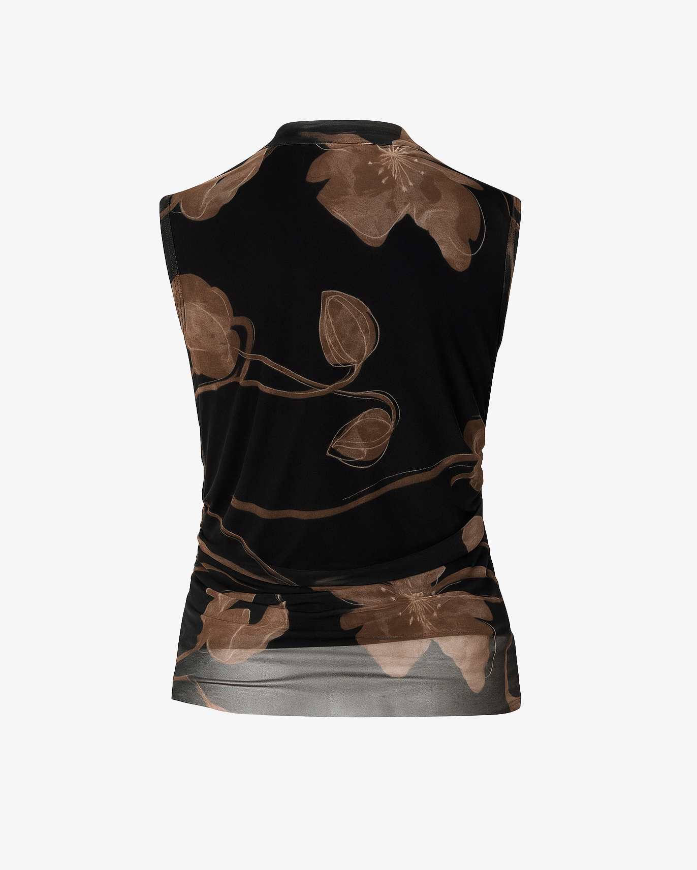 Top trasparente con applicazioni floreali