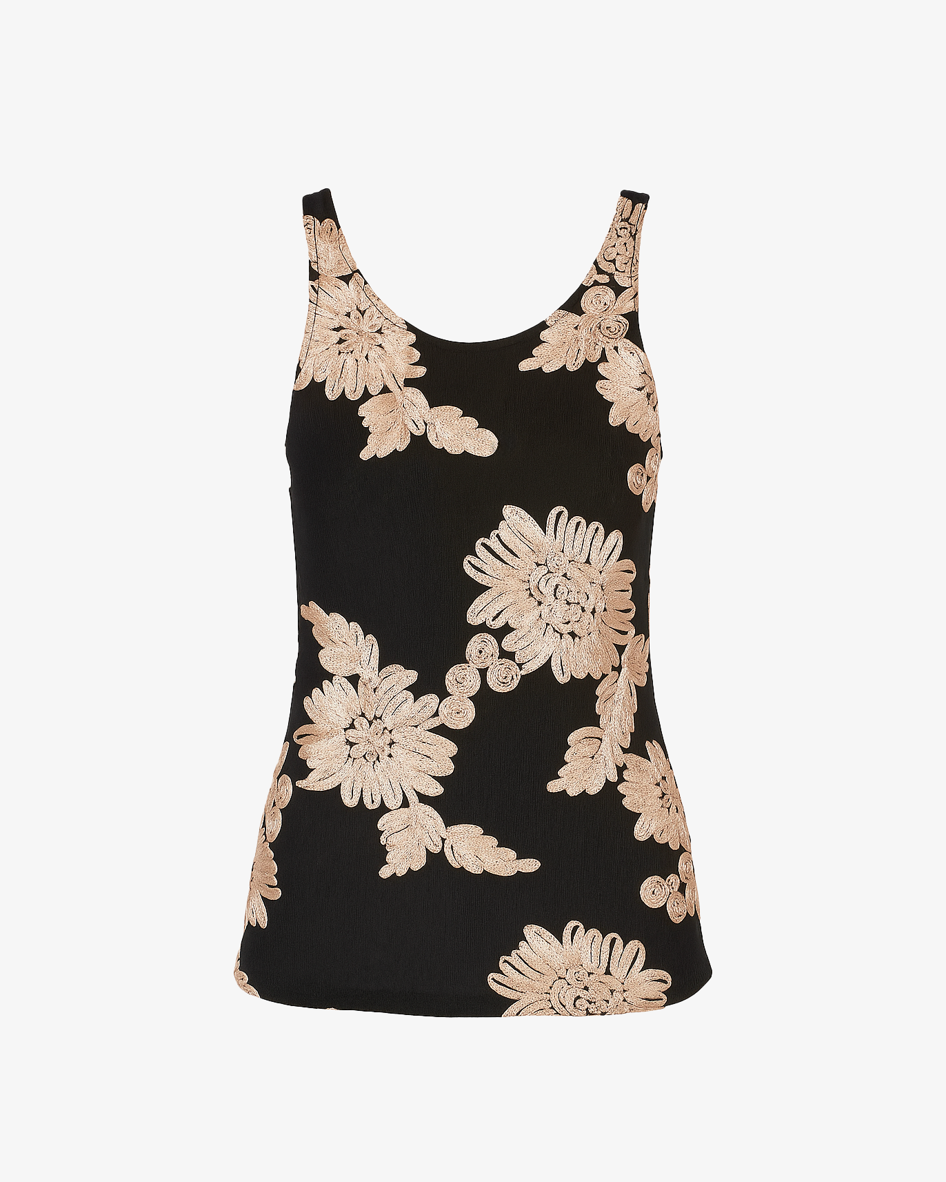 Top con bretelle e fiori in rilievo