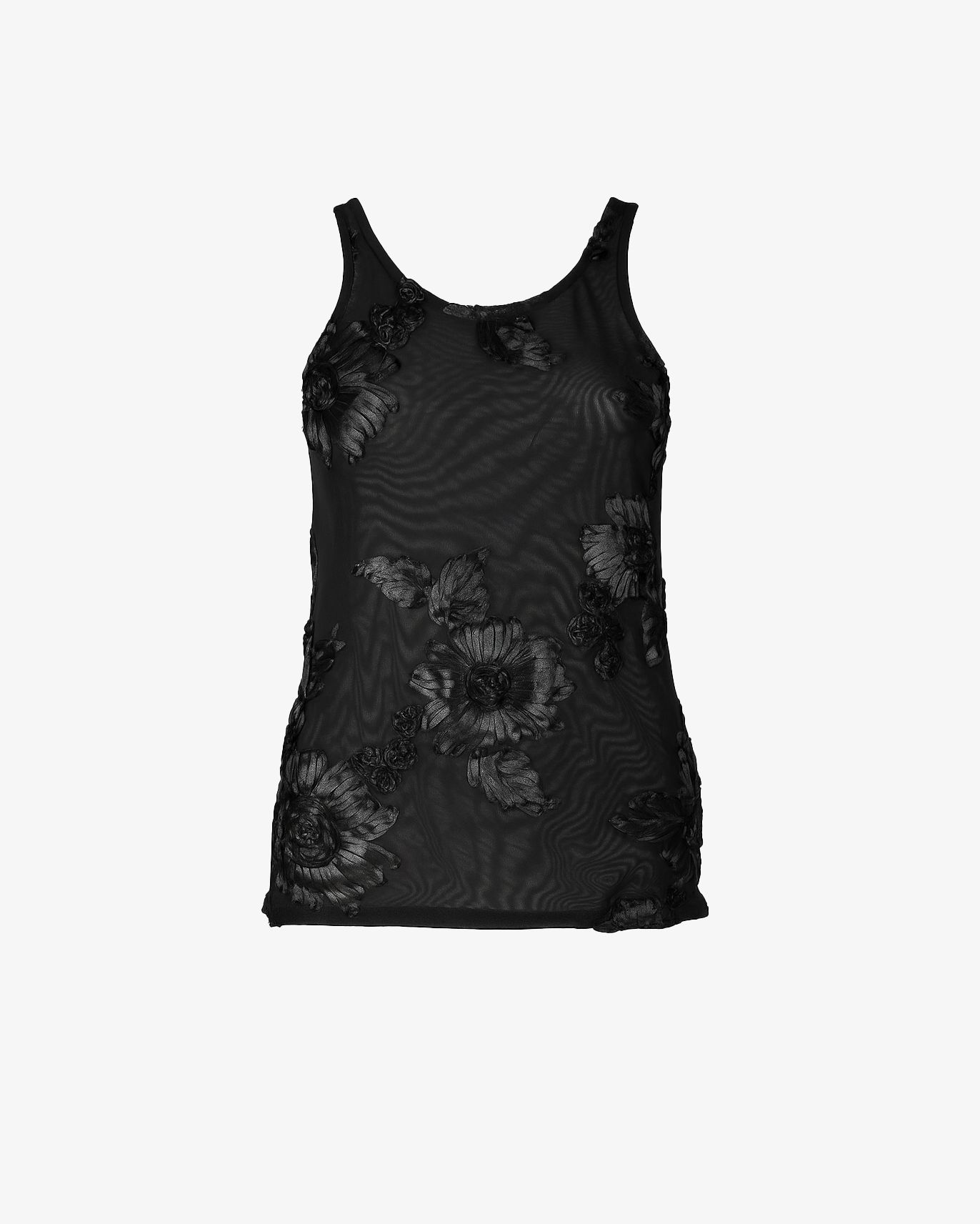 Top con bretelle e fiori in rilievo