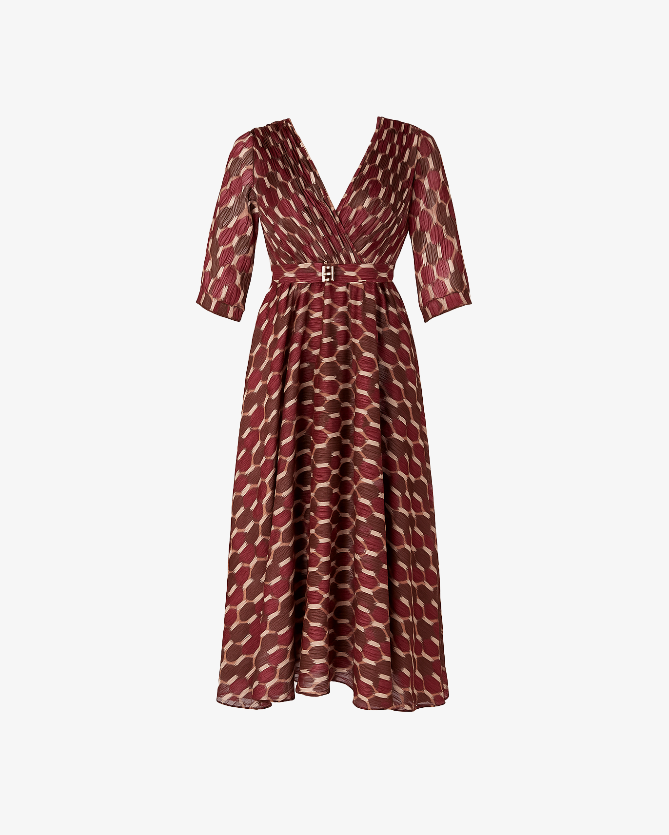 Vestito lungo scollato con cintura in vita