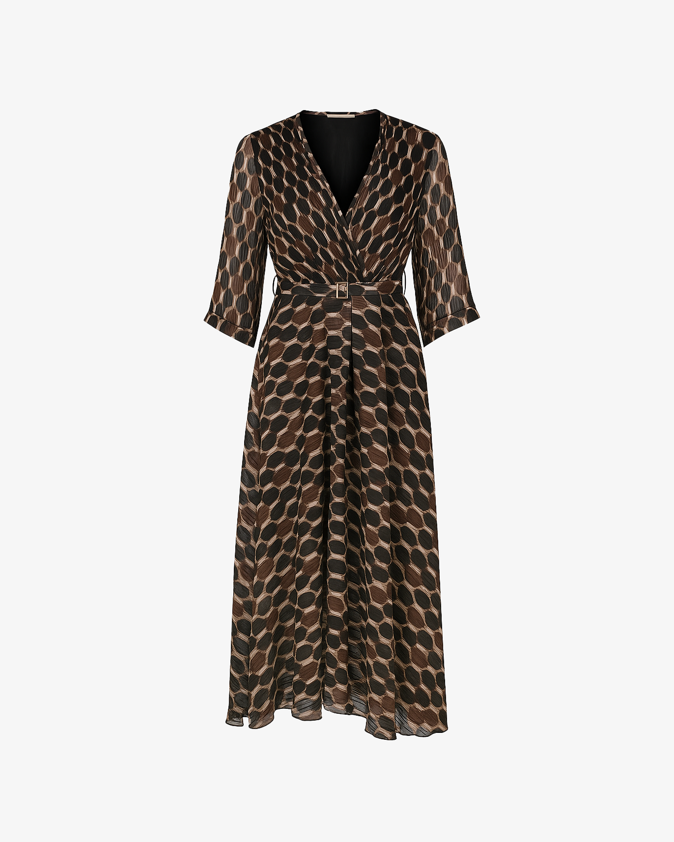 Vestito lungo scollato con cintura in vita