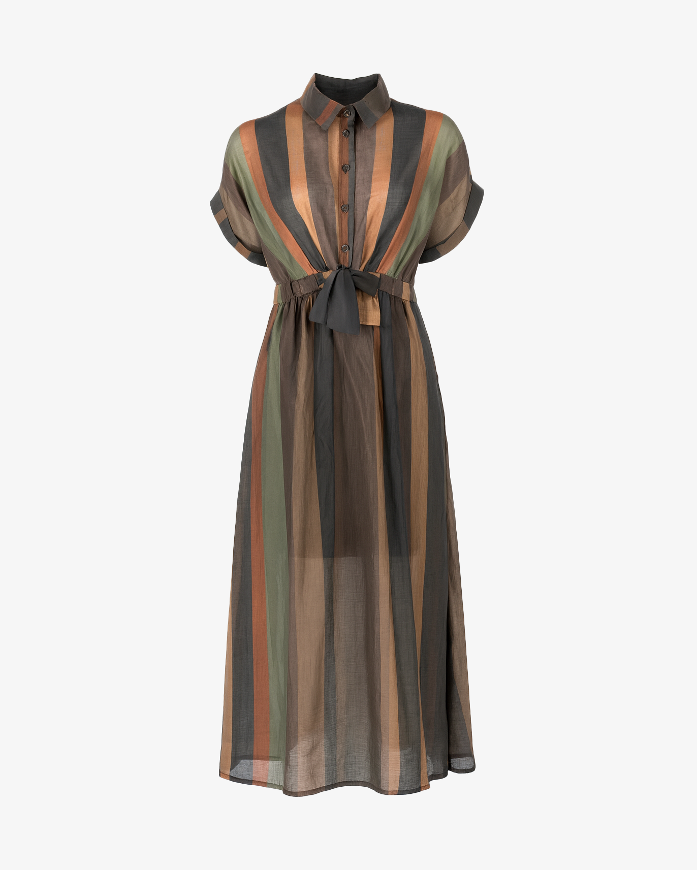 Abito lungo mezza manica con bottoni sul petto