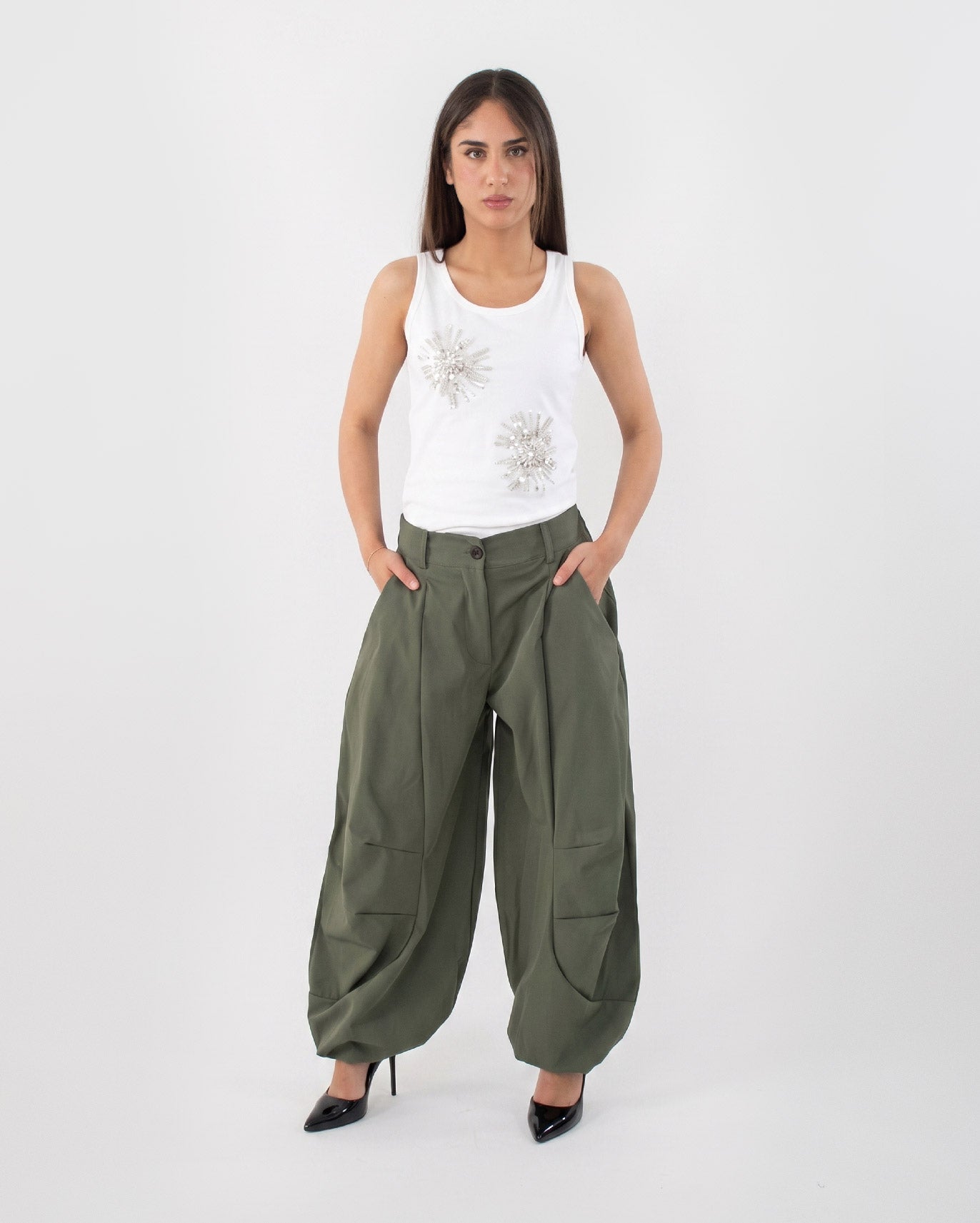 Pantalone Balloon Tessuto Tecnico