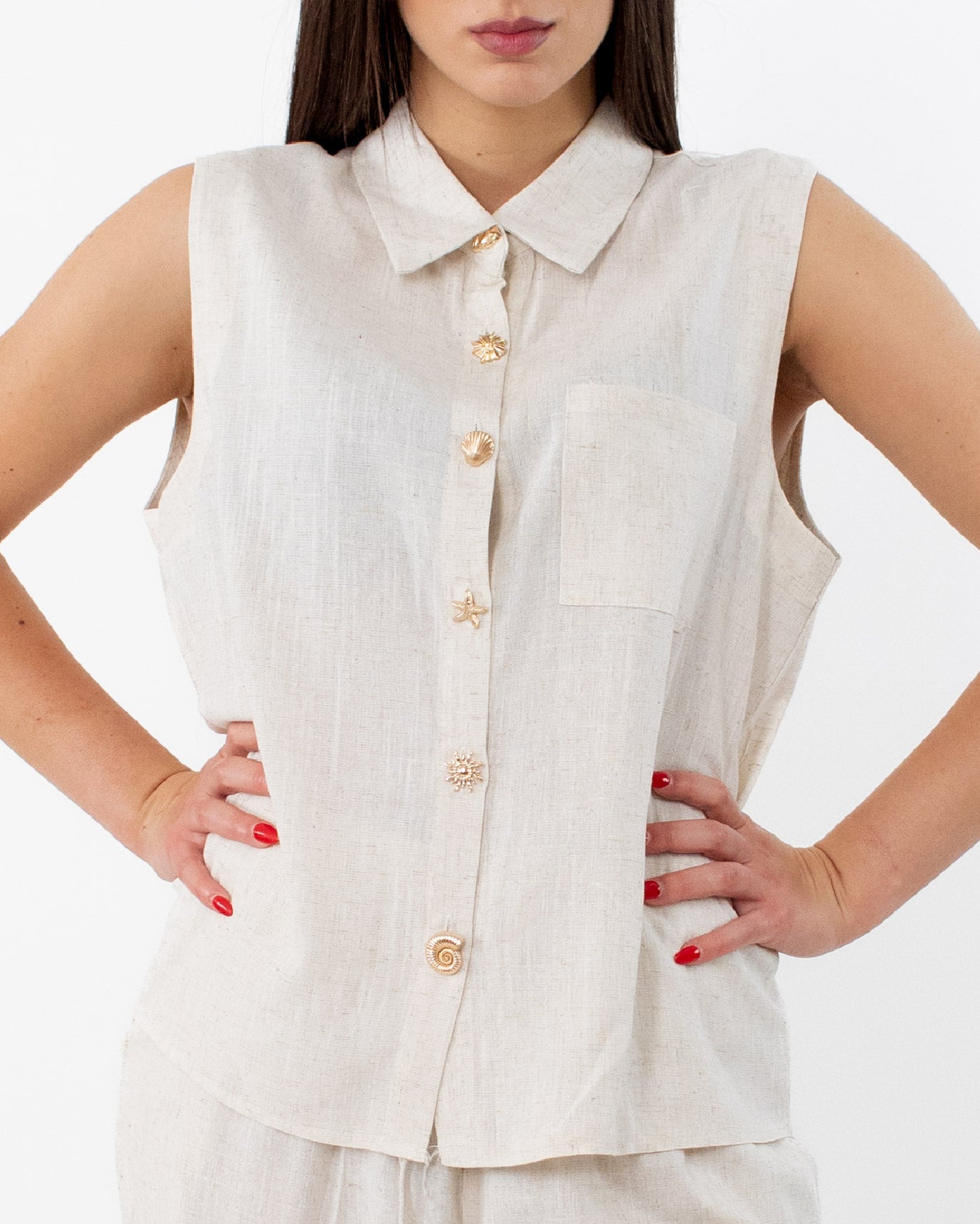 Completo Donna in Cotone Bianco e Sabbia Taglia Unica