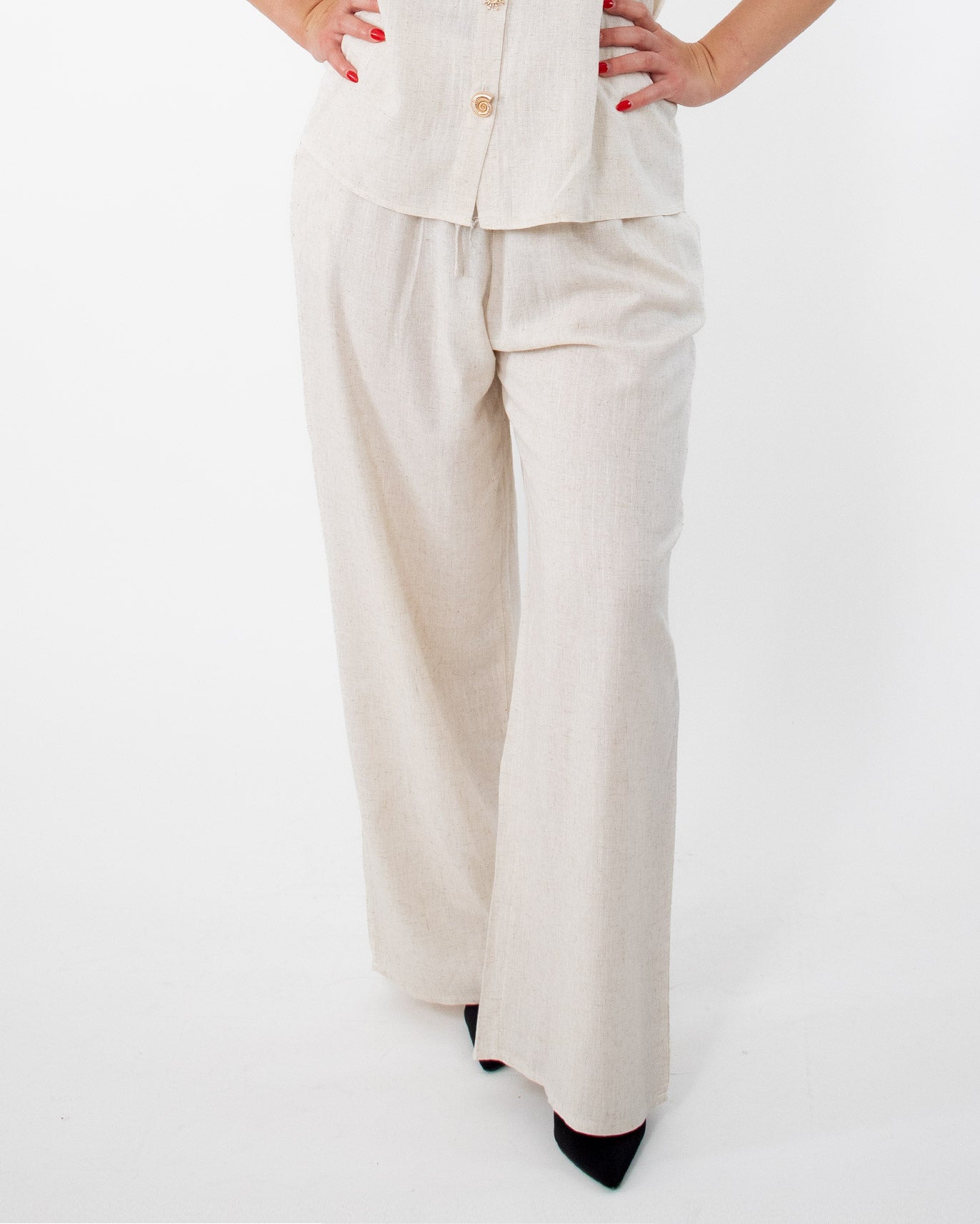 Completo Donna in Cotone Bianco e Sabbia Taglia Unica