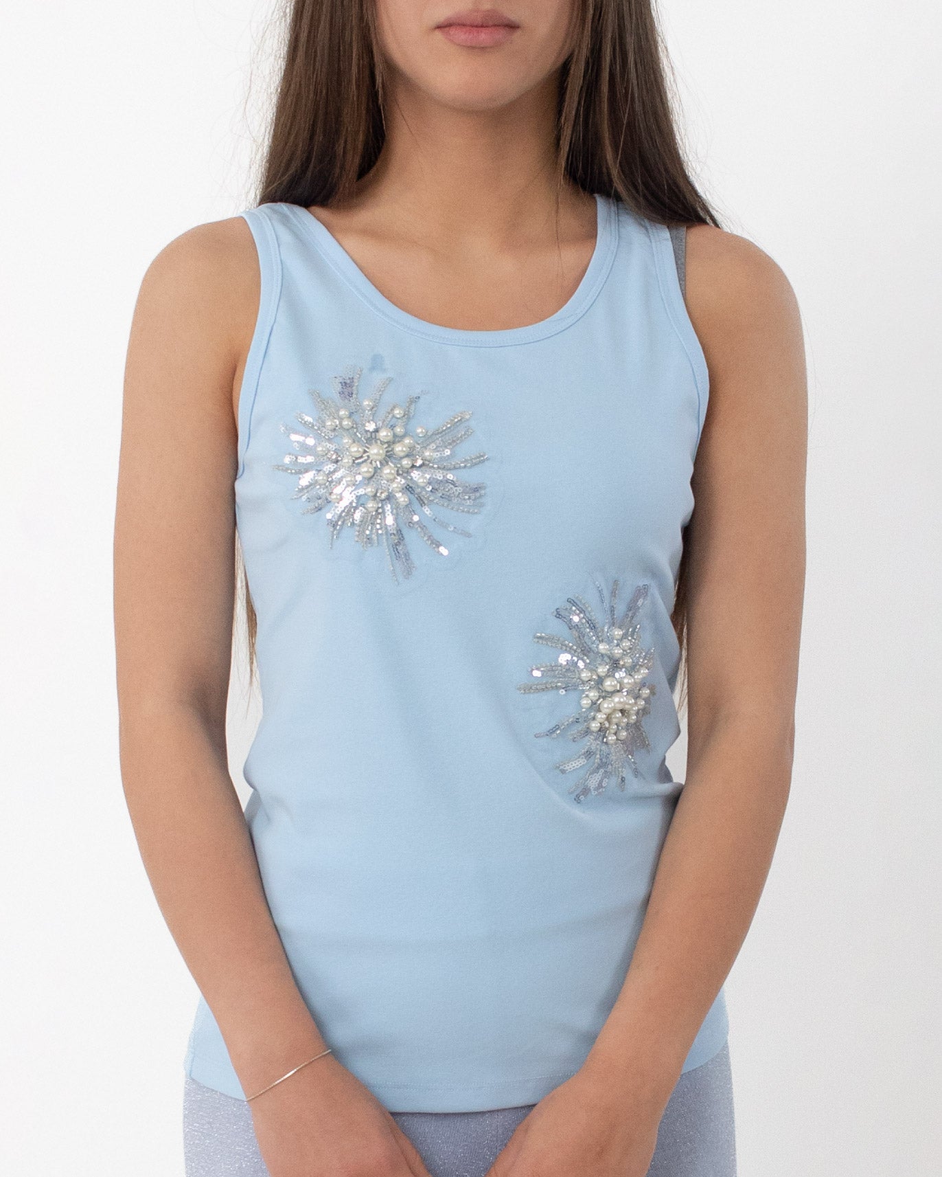 Canotta donna con fiore in strass | Taglia unica