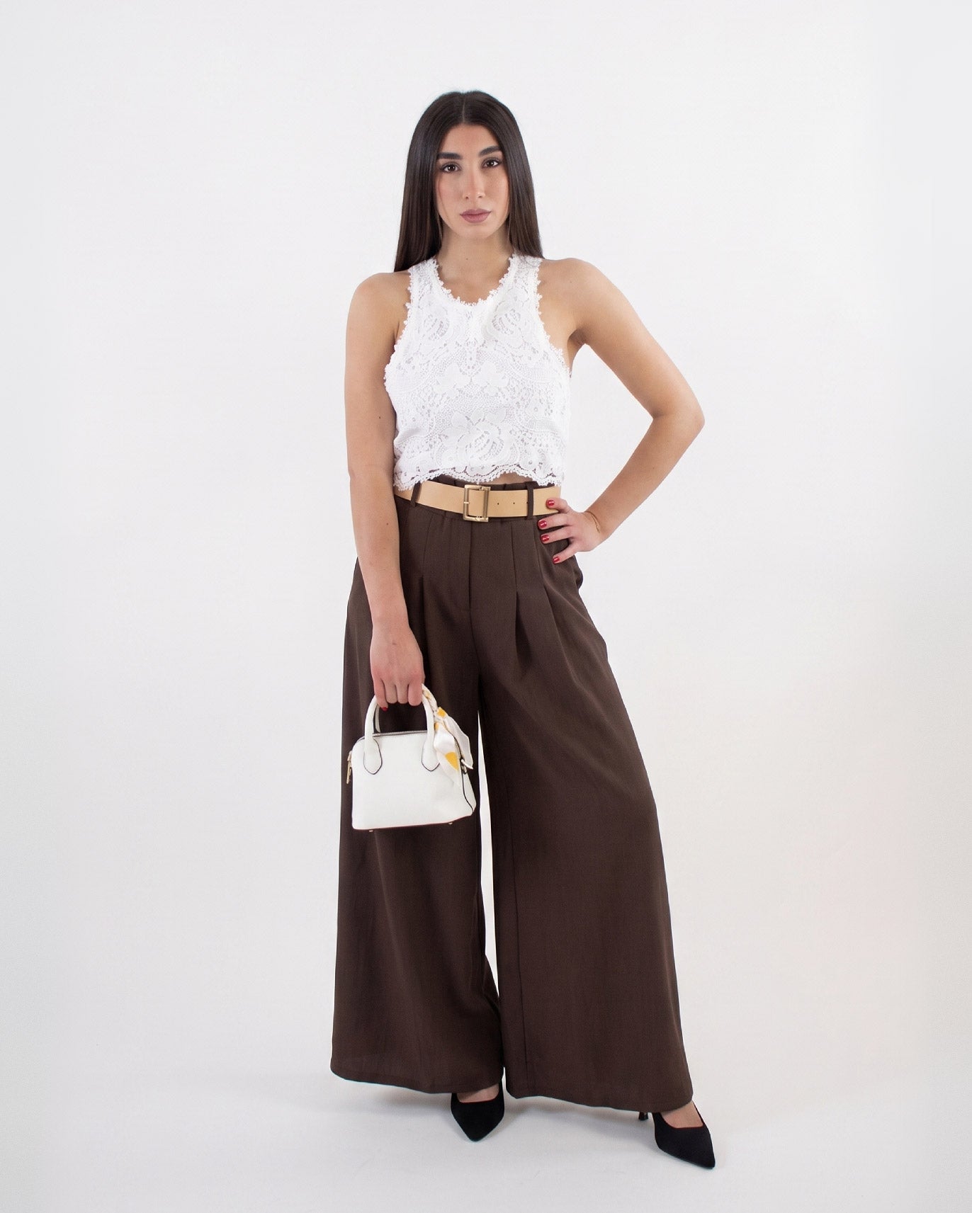 Pantalone palazzo donna con cintura