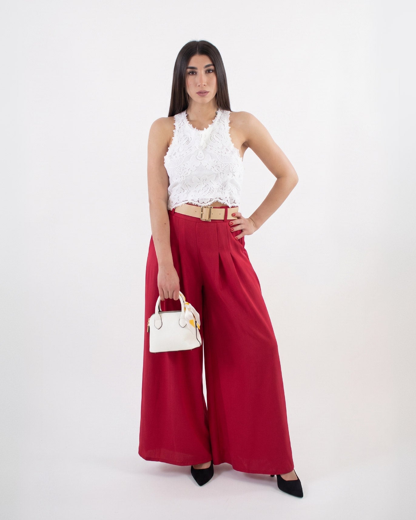 Pantalone palazzo donna con cintura
